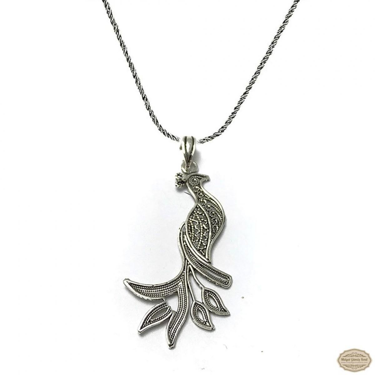 Tavus Kuşu Model Oksitli Telkari Gümüş Kolye