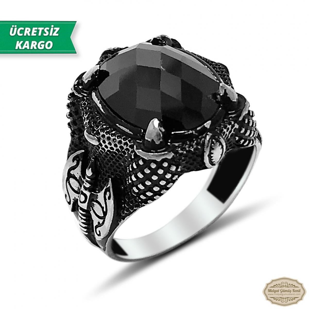 Zirkon Taşlı Pençe Model 925 Ayar Gümüş Erkek Yüzük