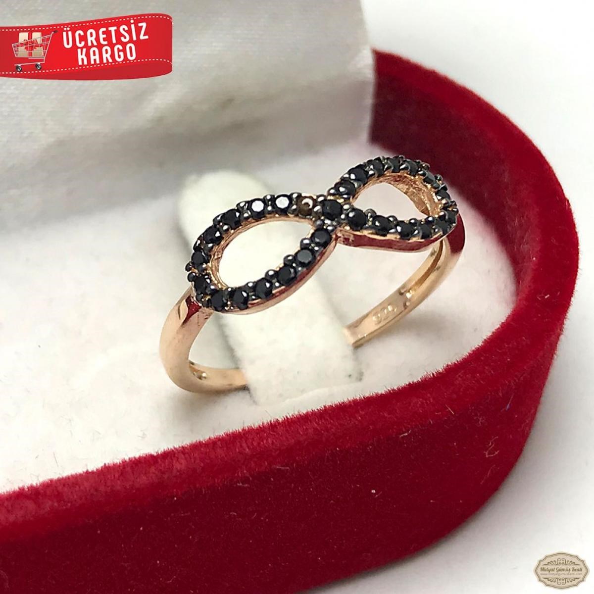 Zirkon Taşlı Sonsuzluk Model Rozlu 925 Ayar Gümüş Yüzük 