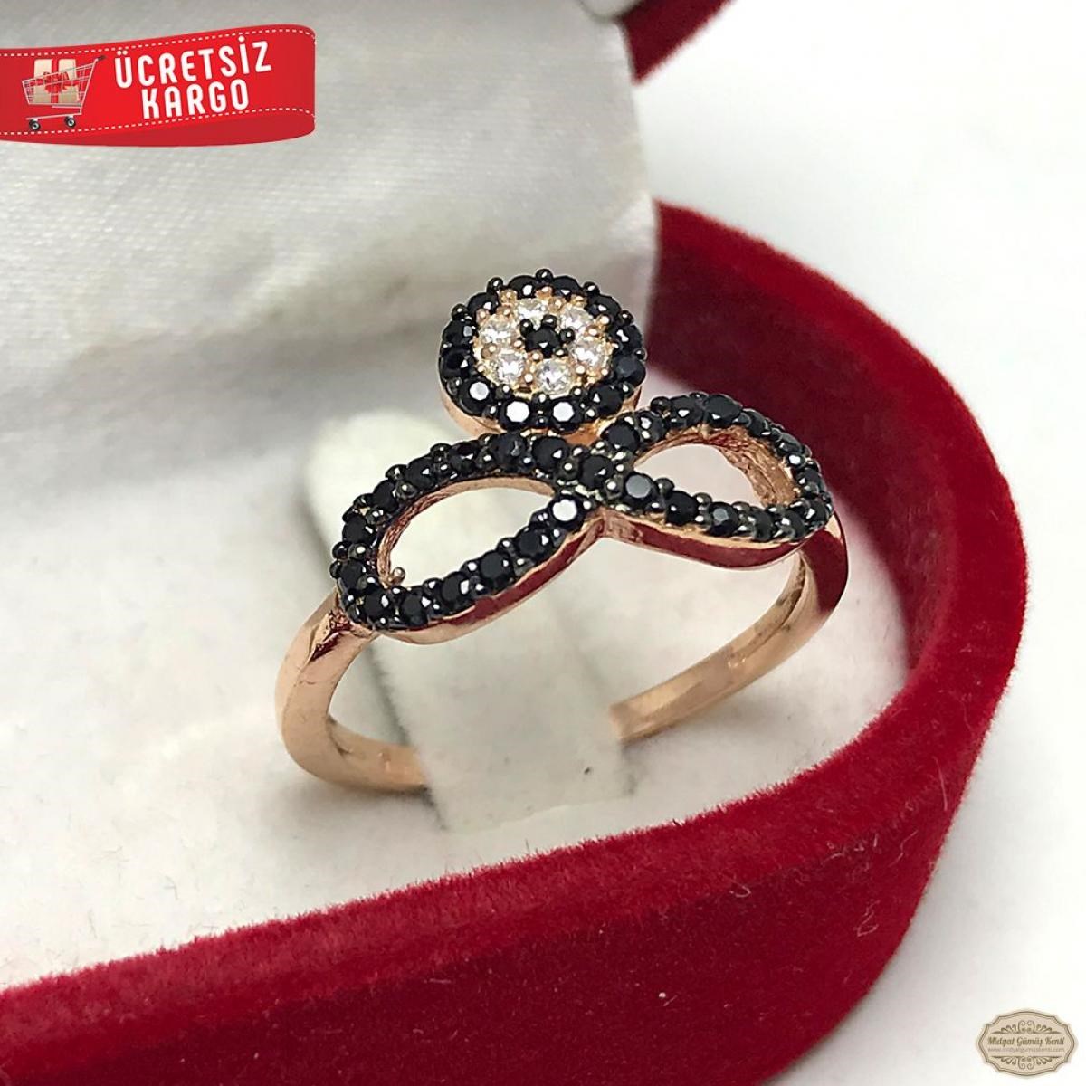 Zirkon Taşlı Sonsuzluk Model Rozlu 925 Ayar Gümüş Yüzük 