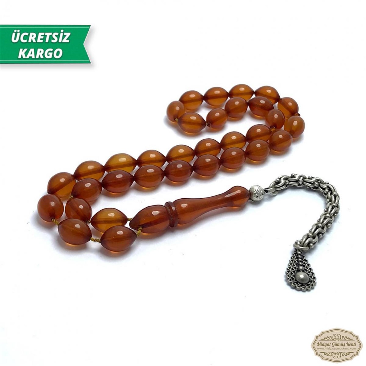 Arpa Kesim Bal Rengi Sıkma Kehribar Tesbih