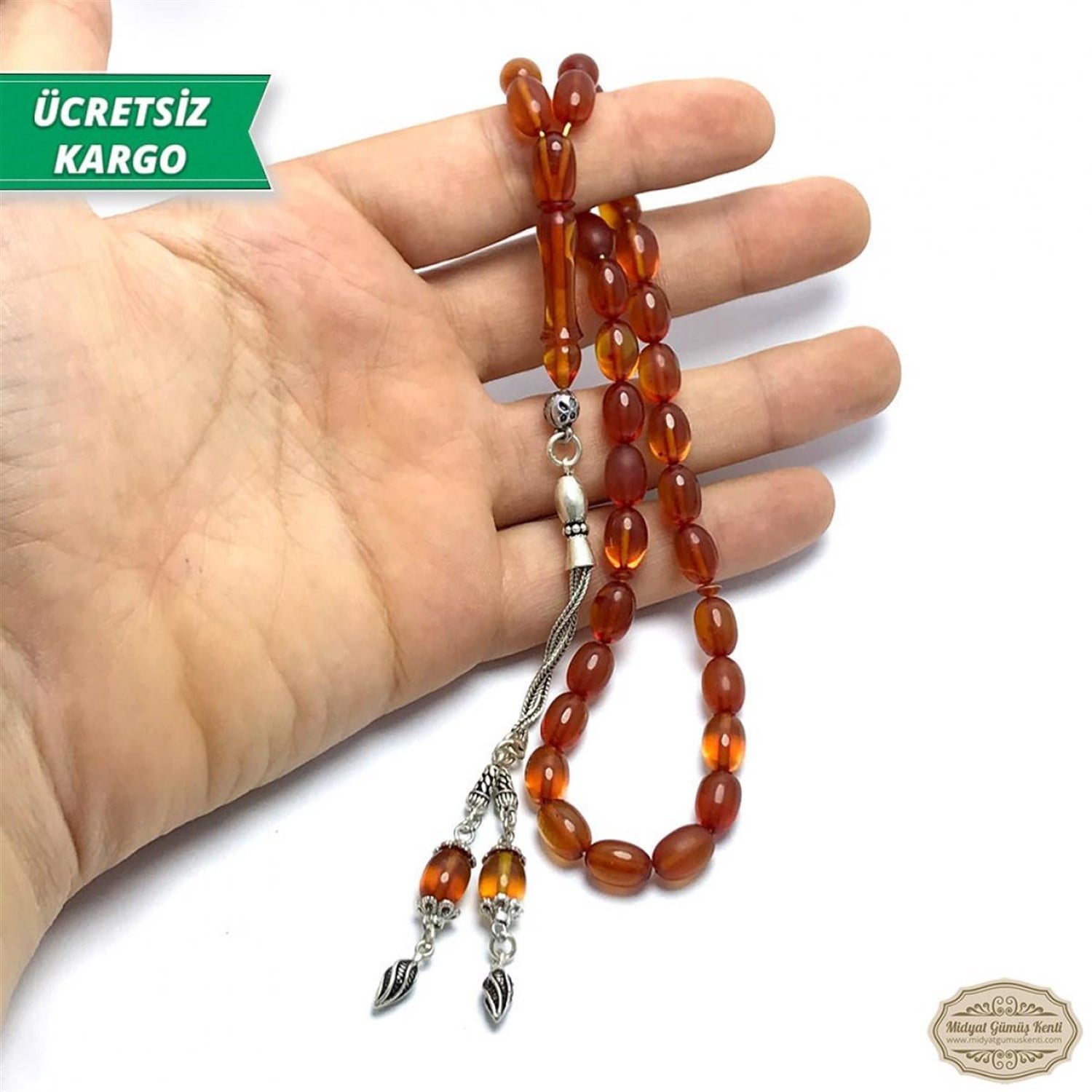 Arpa Kesim Bal Rengi Sıkma Kehribar Tesbih