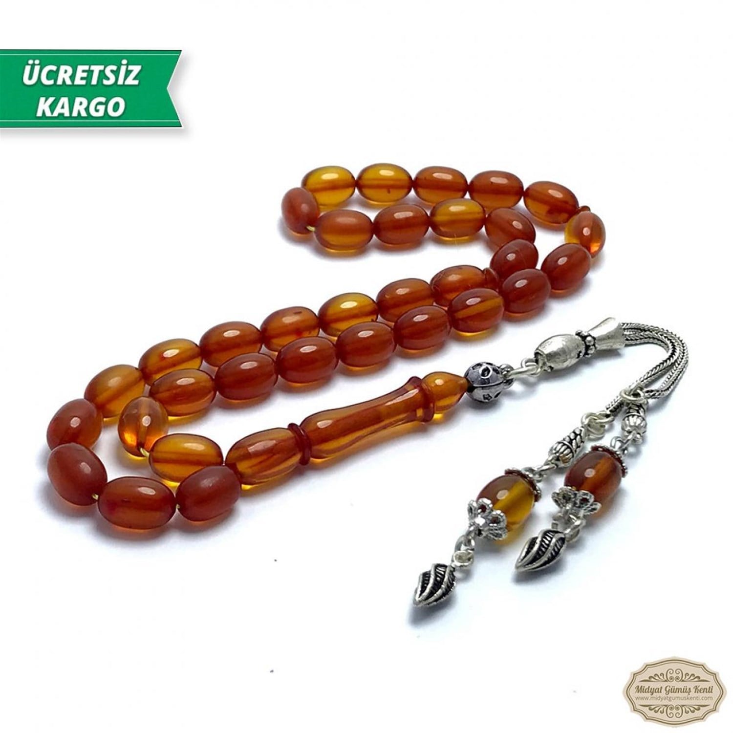 Arpa Kesim Bal Rengi Sıkma Kehribar Tesbih