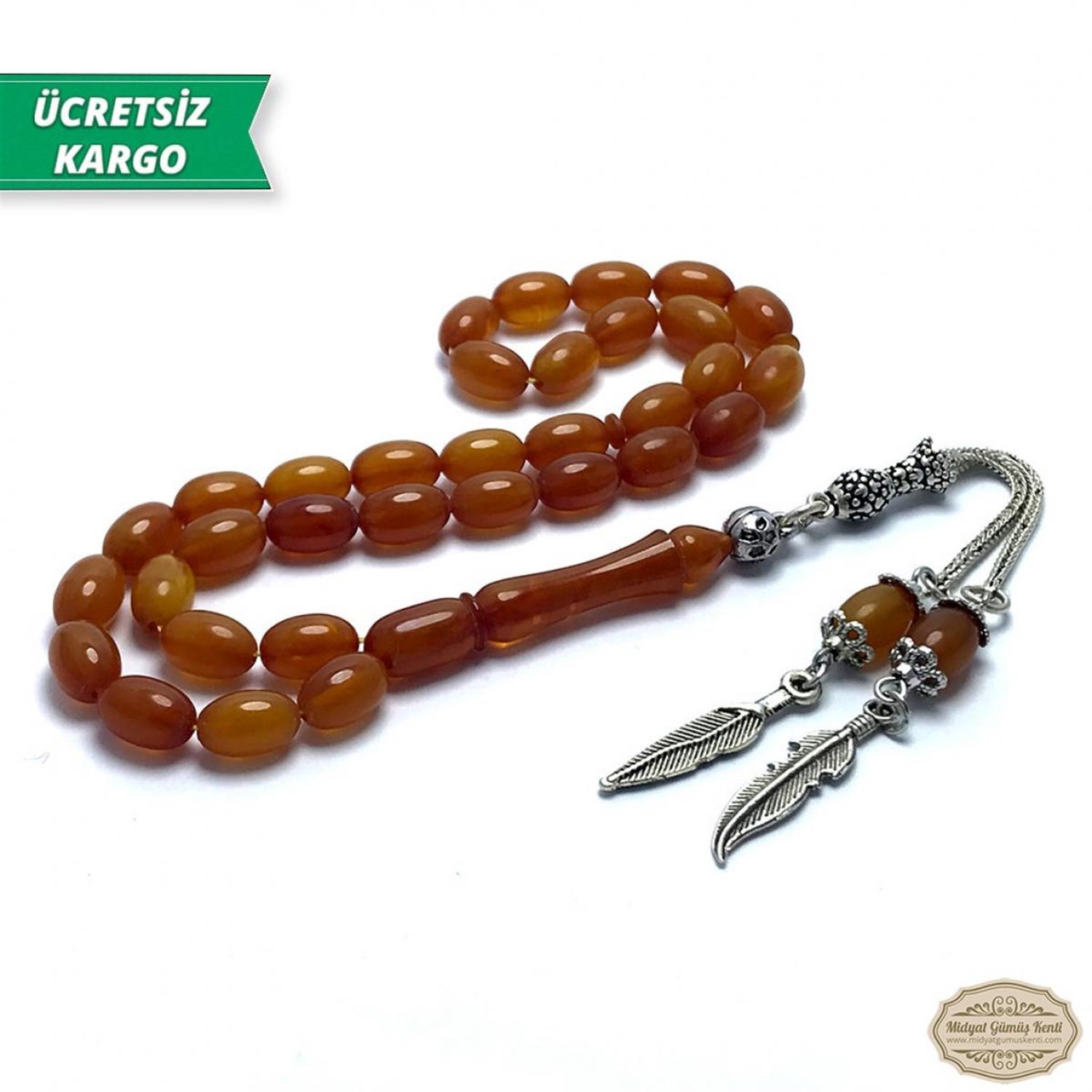 Arpa Kesim Bal Rengi Sıkma Kehribar Tesbih
