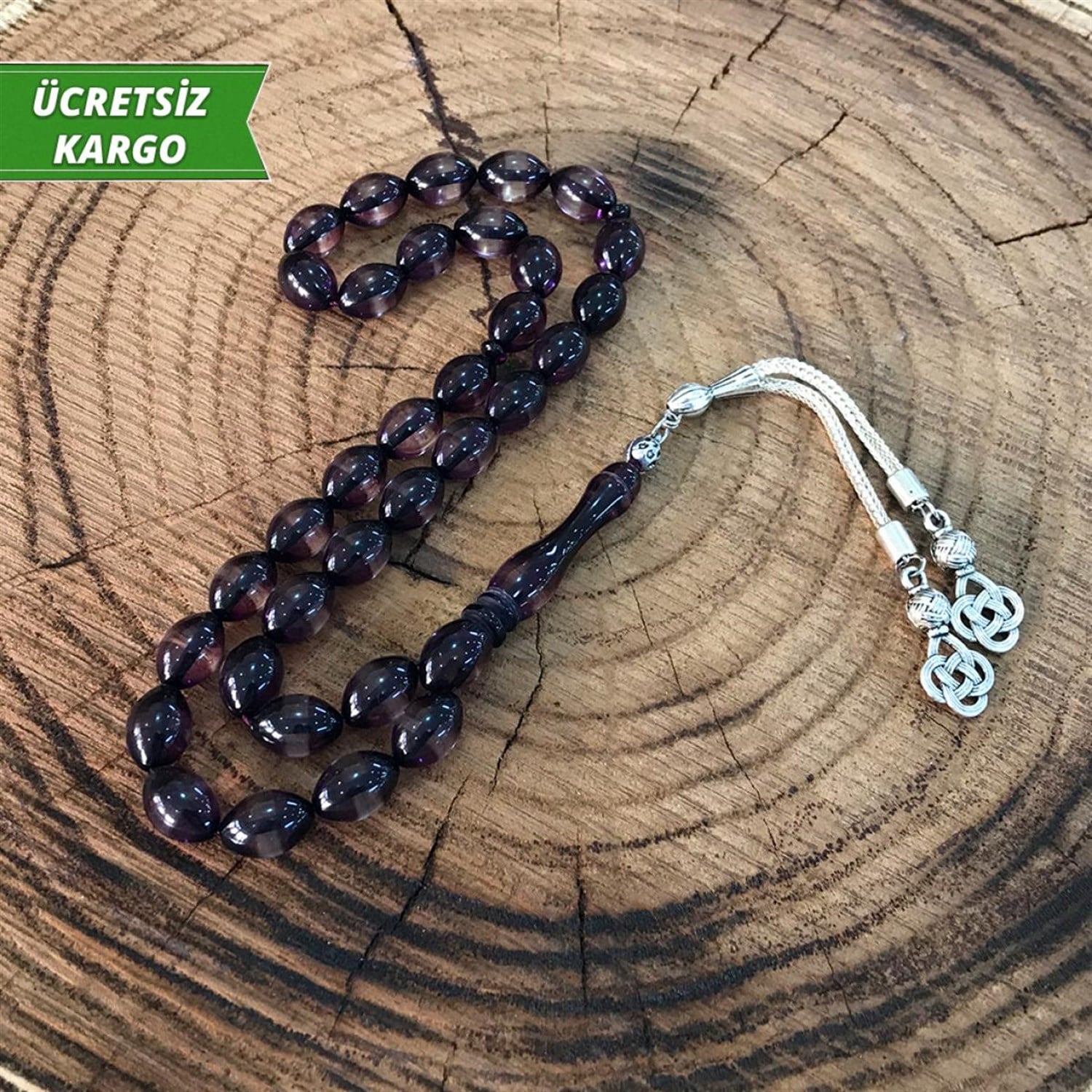 Arpa Kesim Sürmeli Toz Kehribar Tesbih