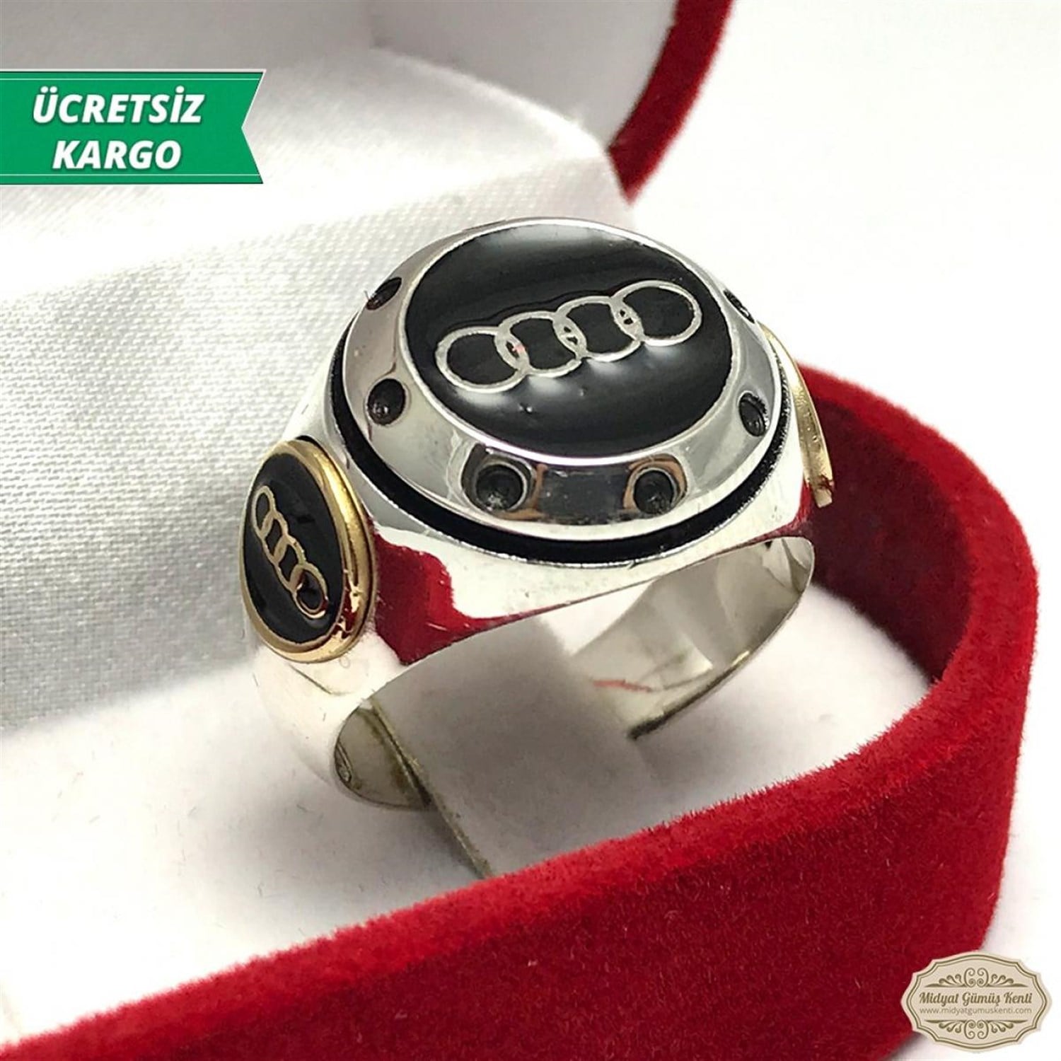 Audi Model Erkek Gümüş Yüzük 