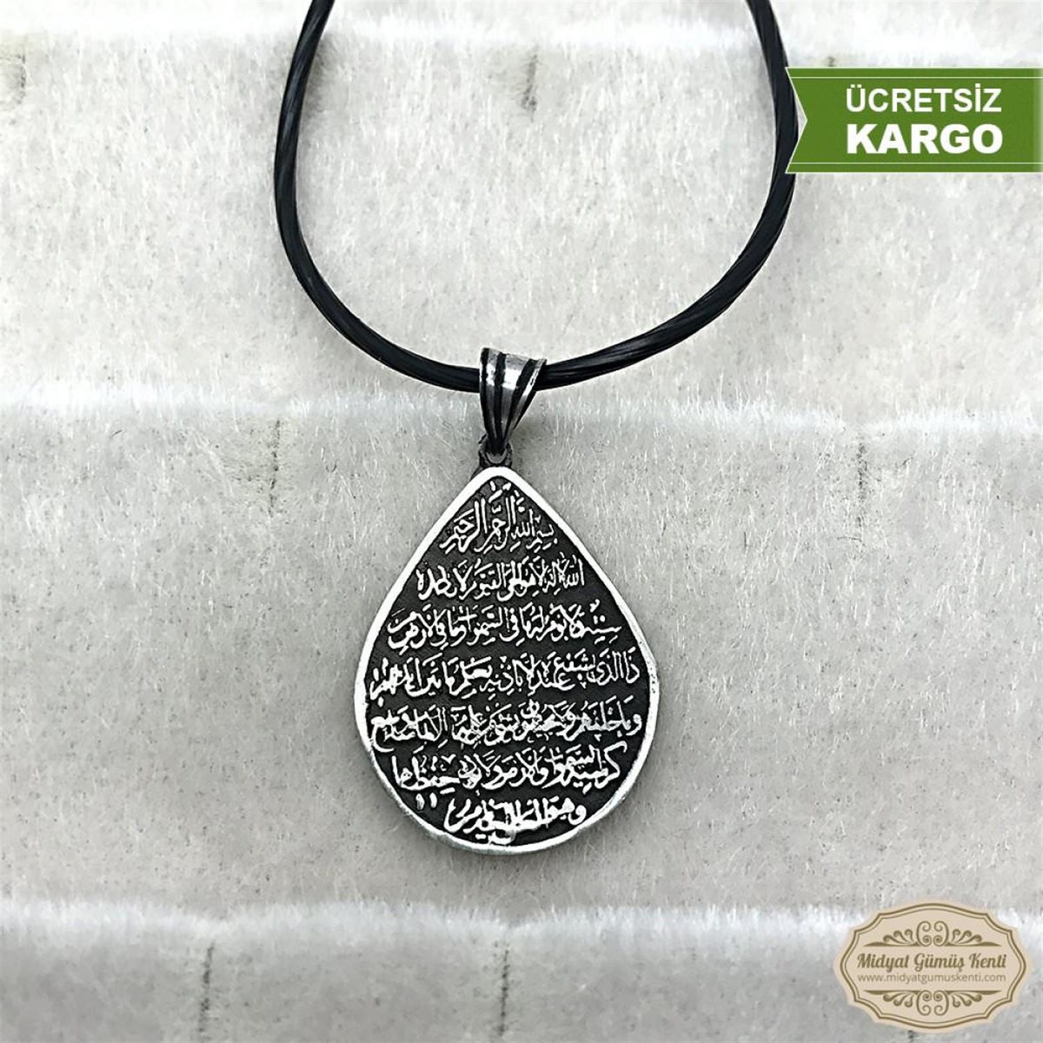 Ayet-el Kürsü Yazılı 925 Ayar Dualı Erkek Gümüş Kolye Ucu