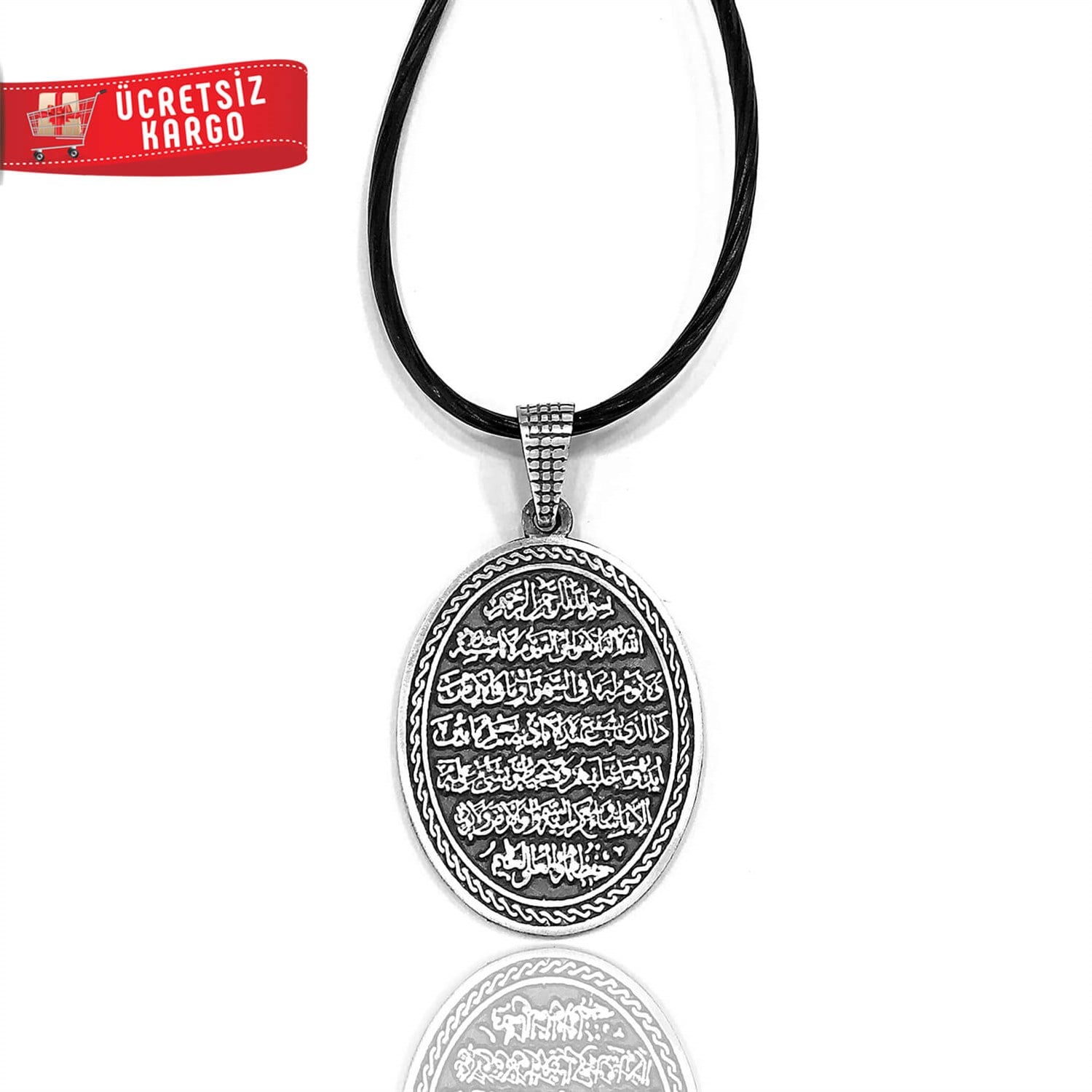 Ayetel Kürsü Yazılı 925 Ayar Gümüş Cevşen Kolye
