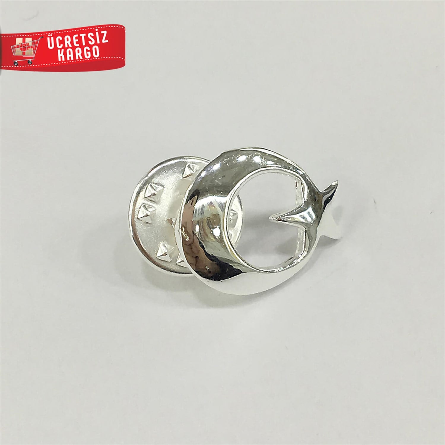 Ayyıldız 925 Ayar Gümüş Rozet Yaka İğnesi