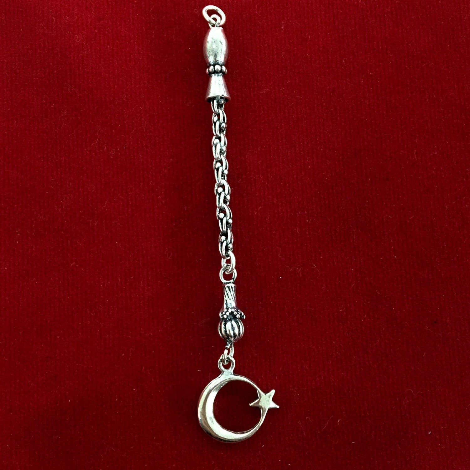 Ayyıldız Tasarım Tekli Gümüş Tespih Püskülü