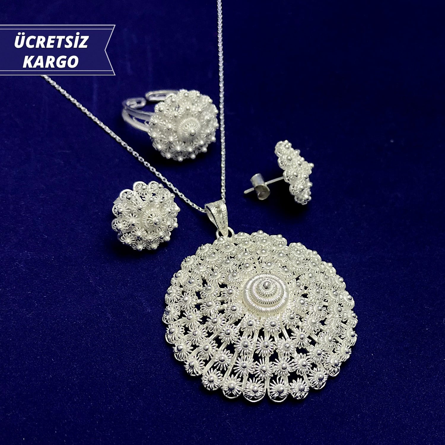 Bereket Model 925 Ayar Telkari Bayan Gümüş Üçlü Set
