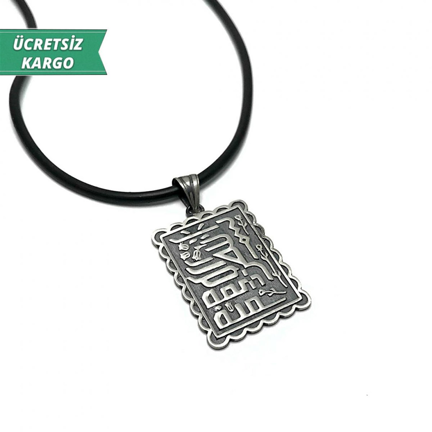 Besmele Yazılı Model Erkek Bayan Gümüş Kolye Ucu