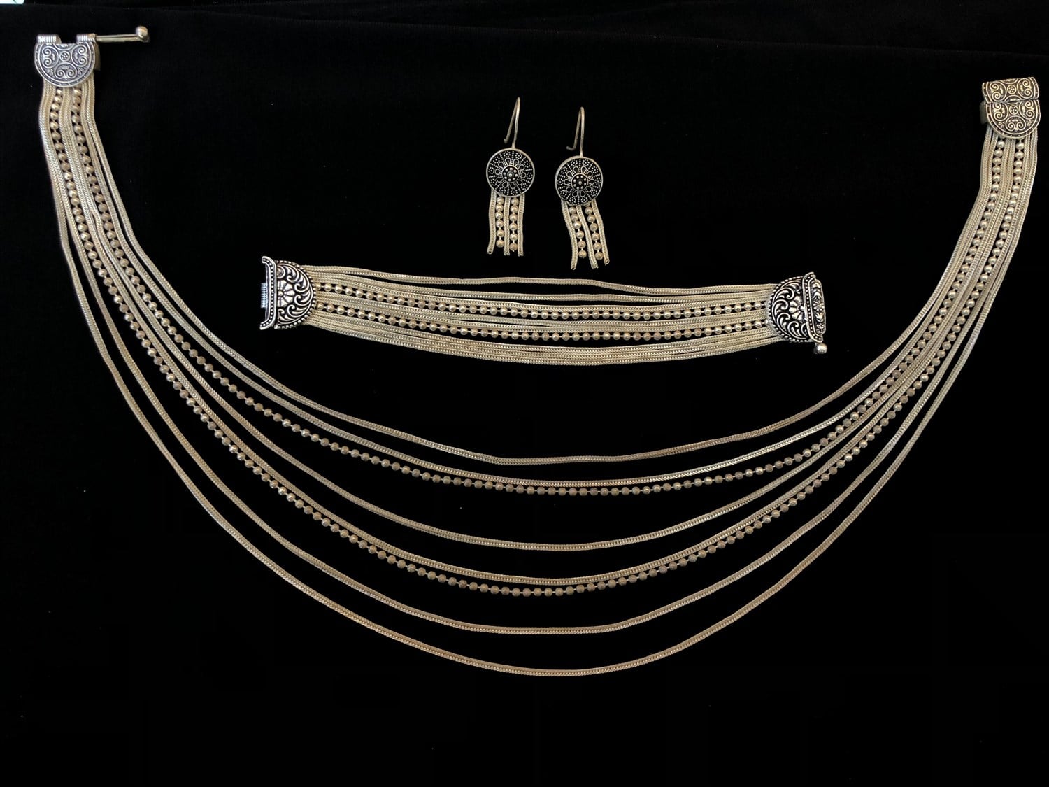Beyaz Akıtma Model Mardin Hasırı Gümüş Bayan Set