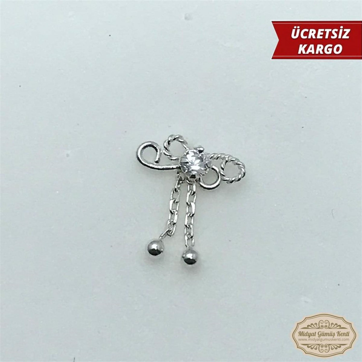 Beyaz Zirkon Kelebek Model 925 Ayar Bayan Gümüş Hızma