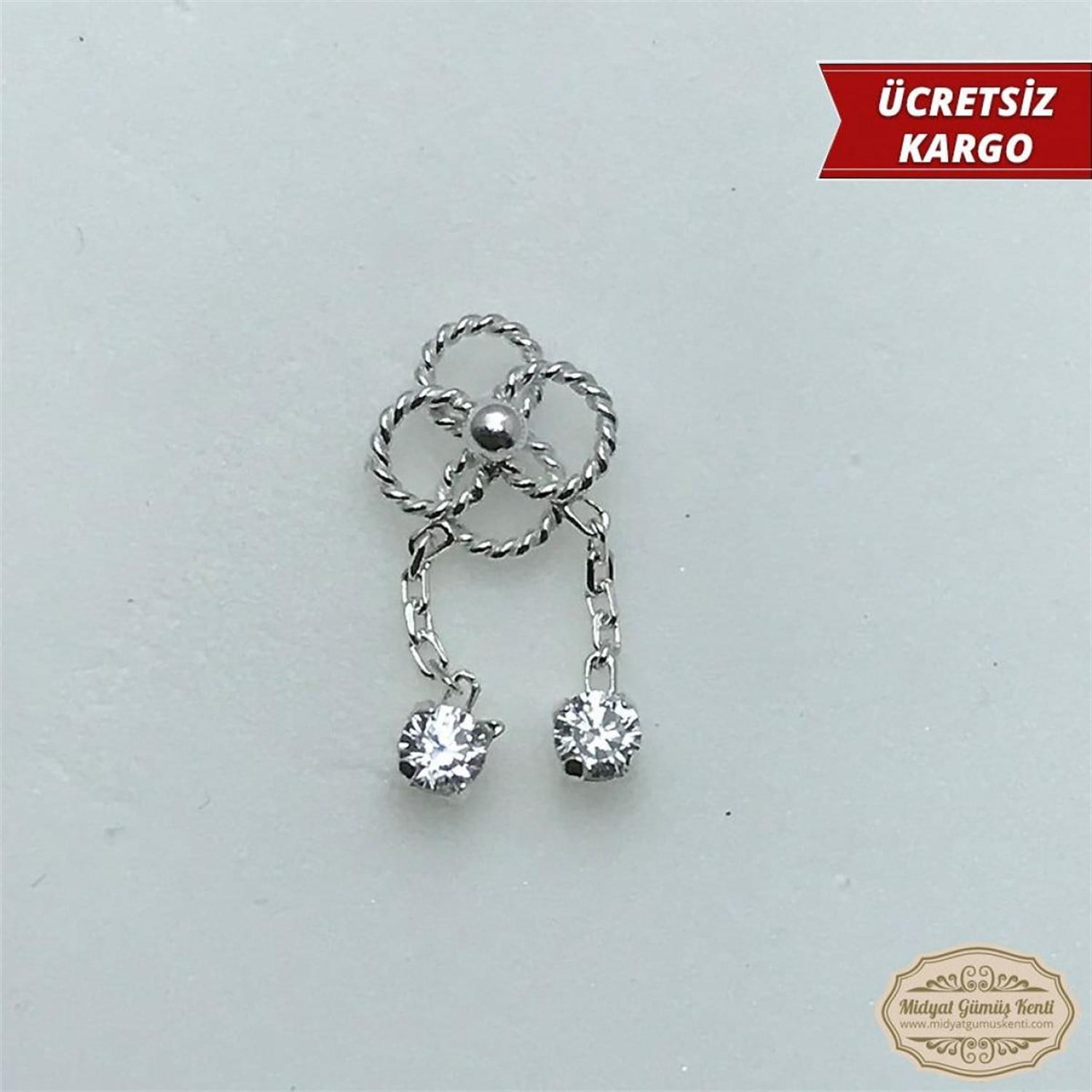 Beyaz Zirkon Taşlı Papatya Model 925 Ayar Bayan Gümüş Hızma