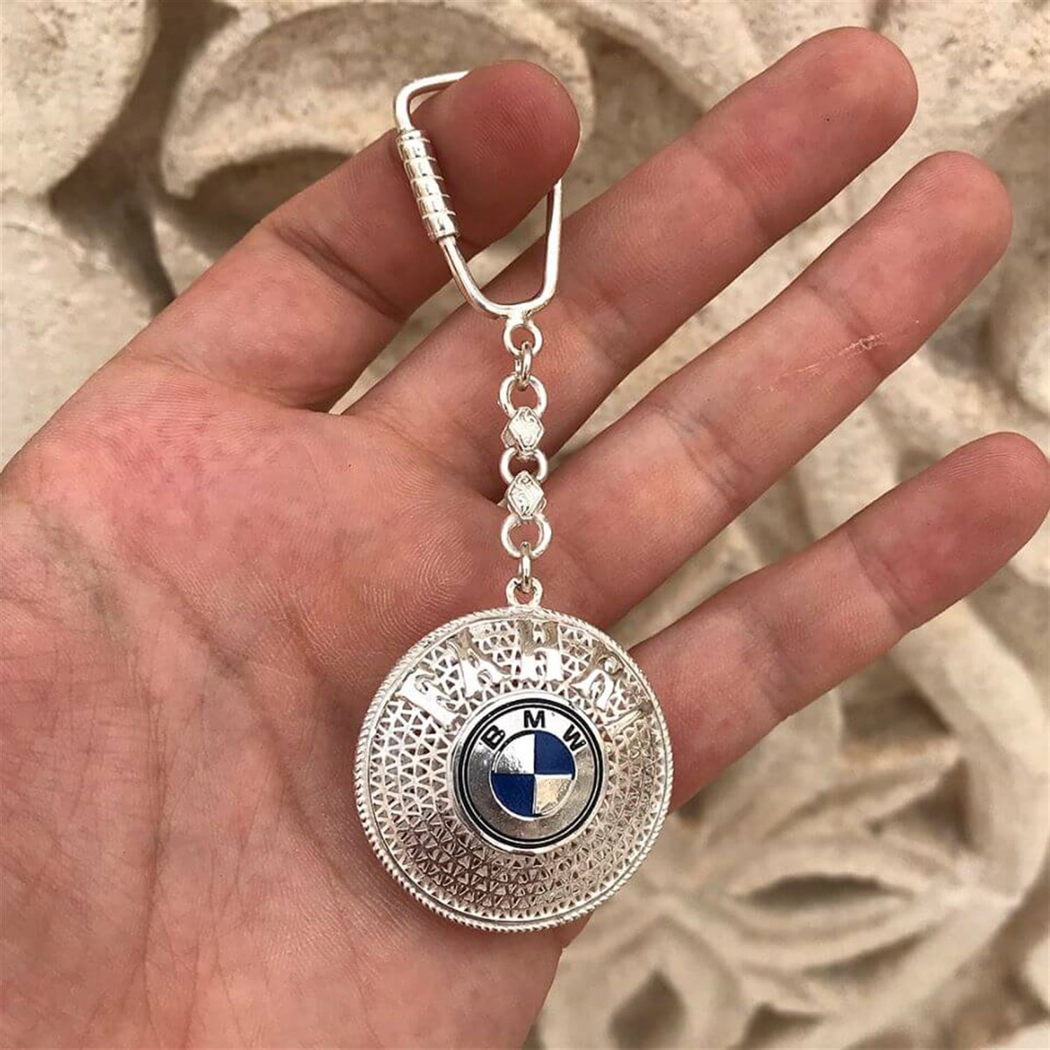 Bmw işlemeli 925 Ayar isimli Telkari Gümüş Anahtarlık