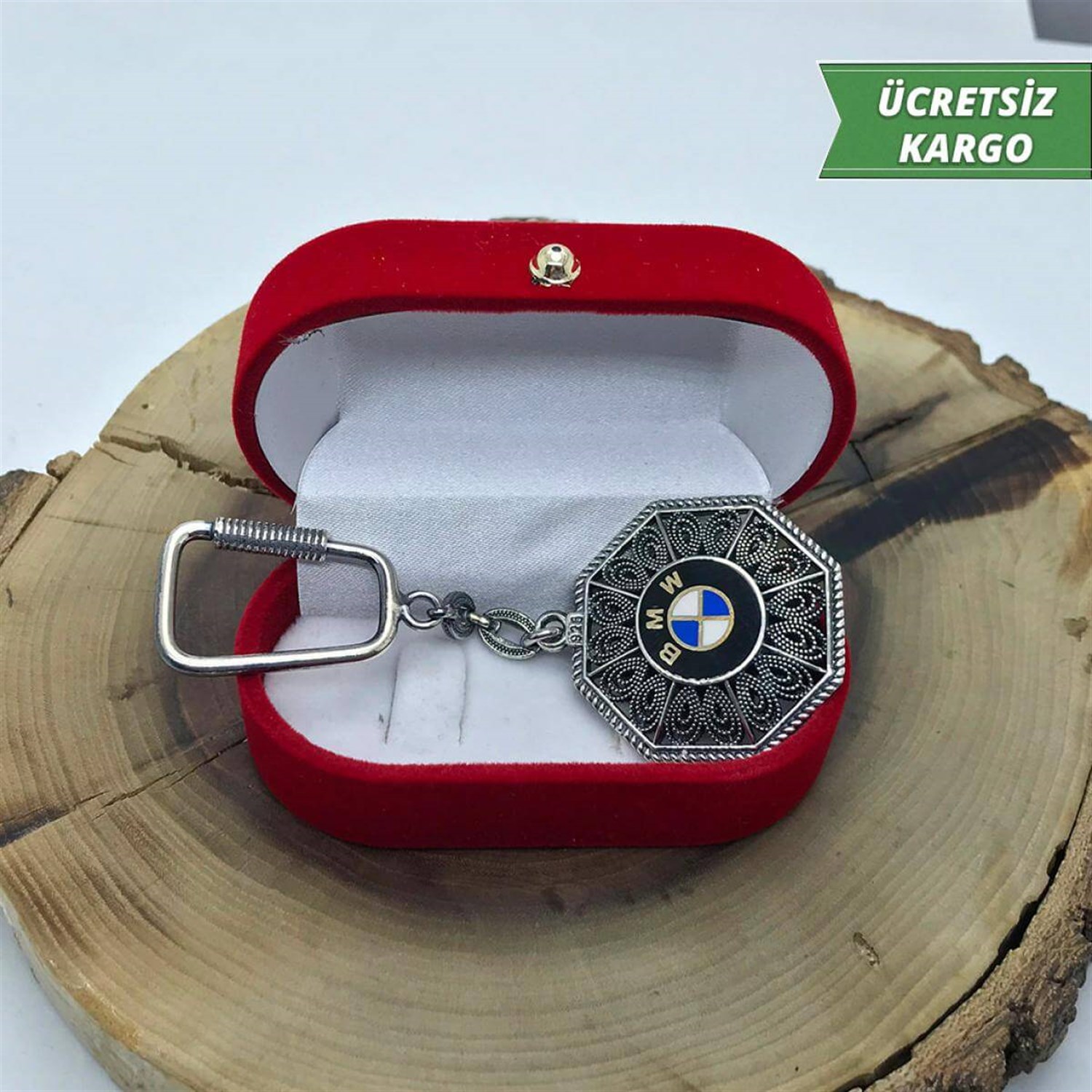 BMW Logolu Telkari Gümüş Anahtarlık