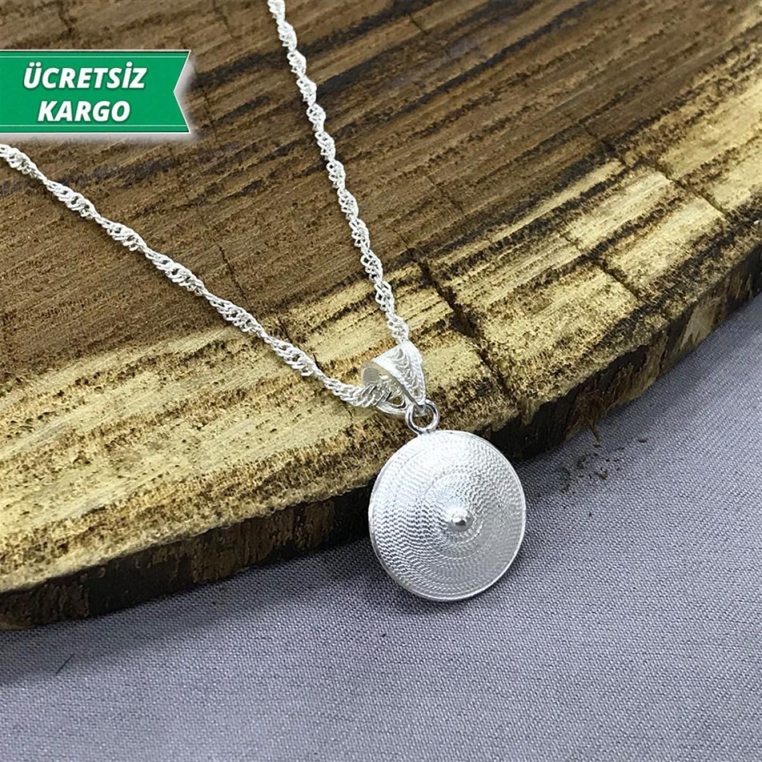 Çember Hasır Model Midyat Yöresel Telkari Gümüş Kolye Ucu
