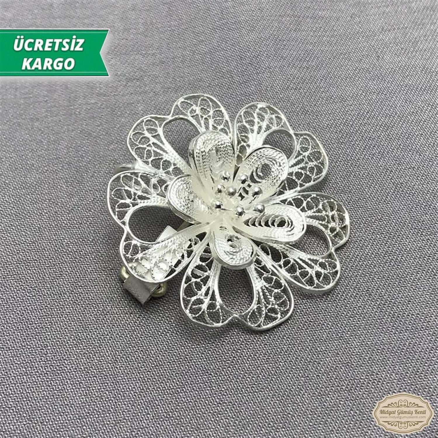 Çiçek Model Telkari Bayan Gümüş Broş