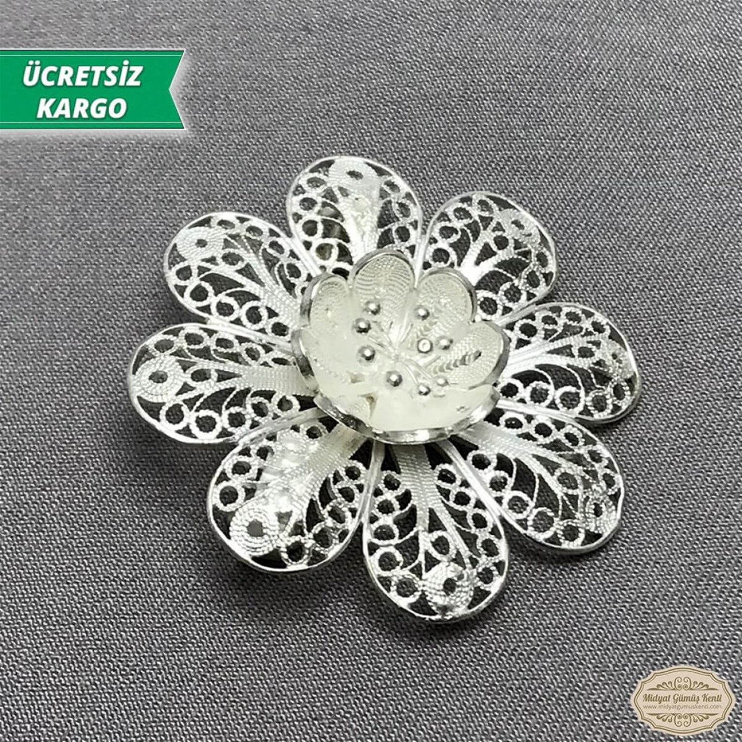 Çiçek Model Telkari Bayan Gümüş Broş
