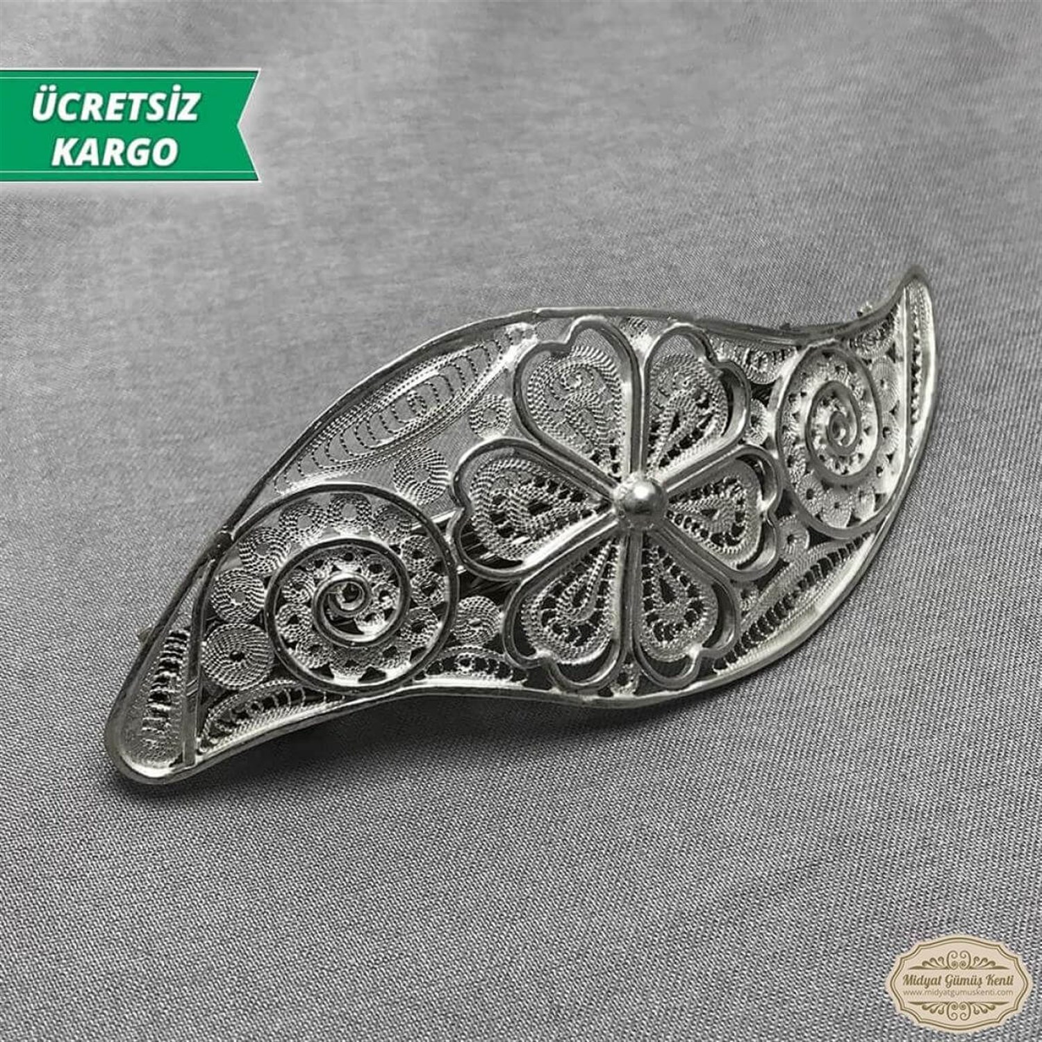 Çiçekli Model Telkari Bayan Gümüş Toka 