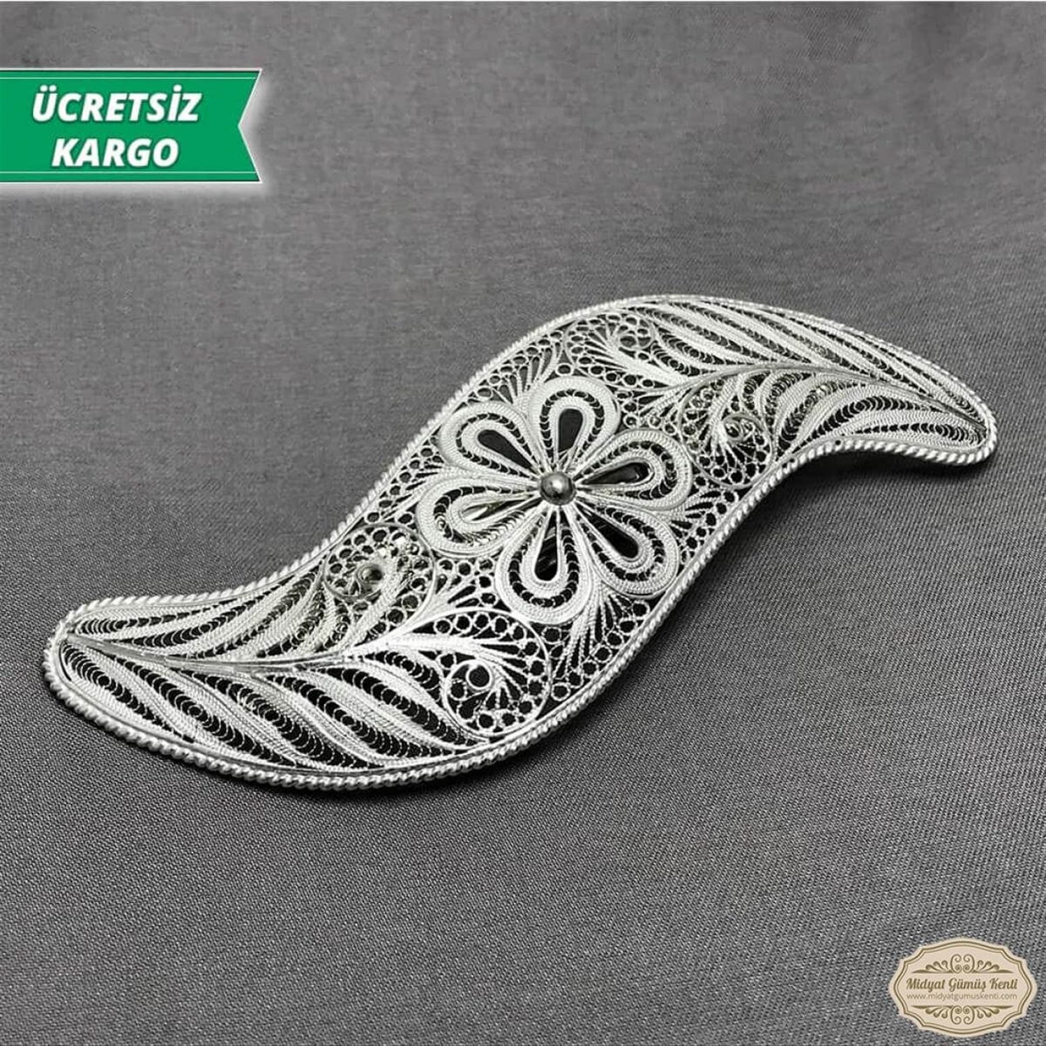 Çiçekli Model Telkari Bayan Gümüş Toka