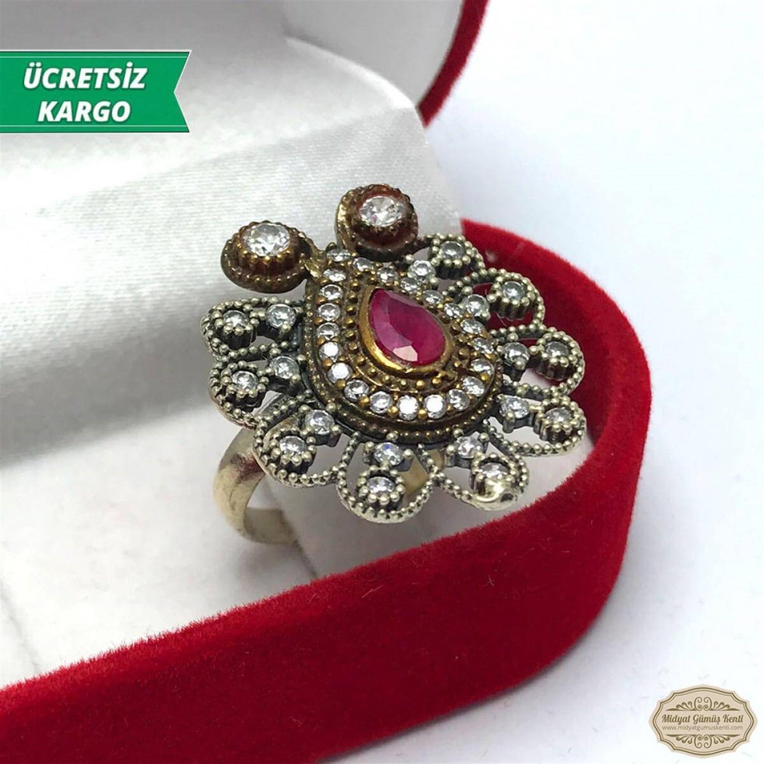 Damla Model Bayan Otantik Gümüş Yüzük