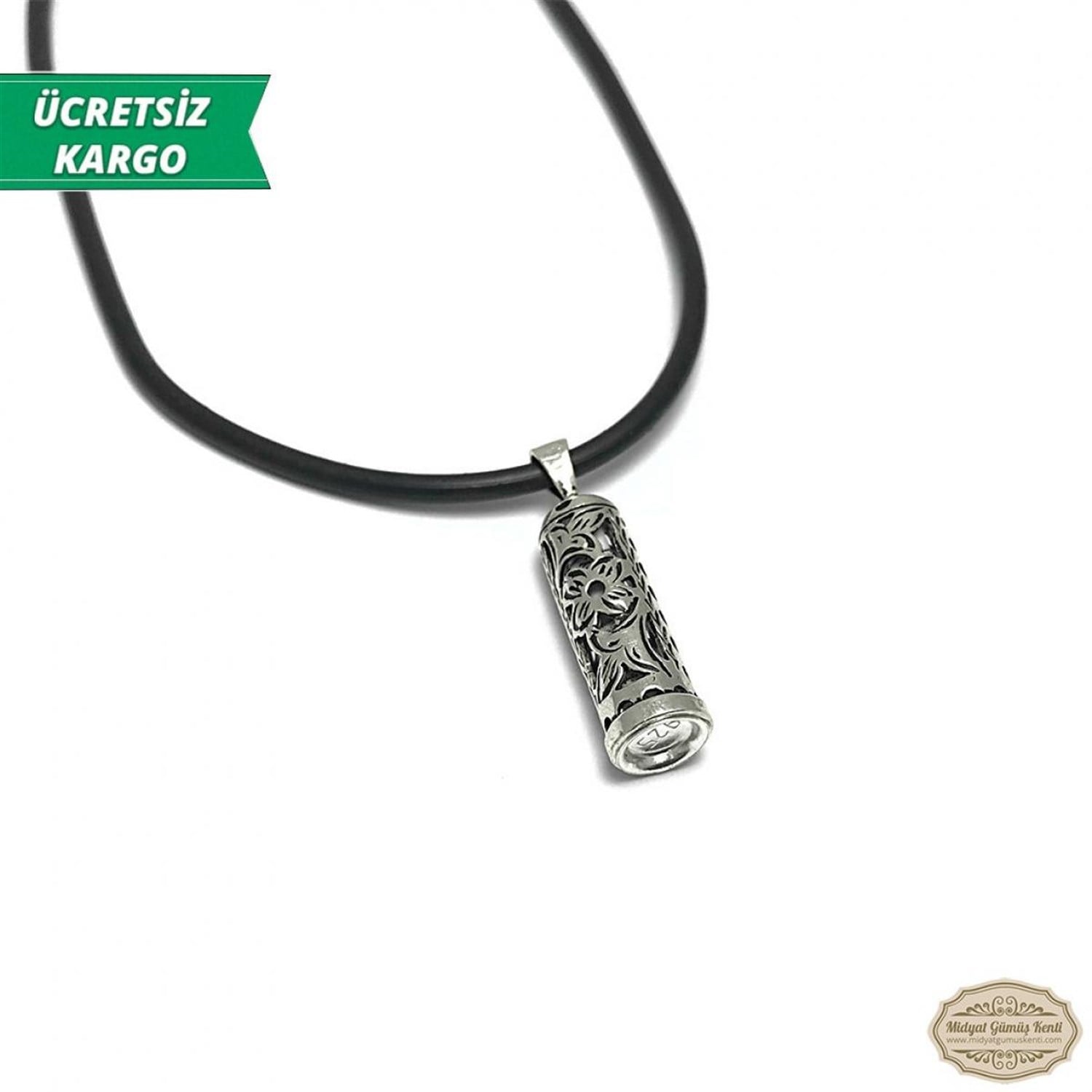Desenli Dualı Kapsül Model Erkek Bayan Gümüş Kolye Ucu 