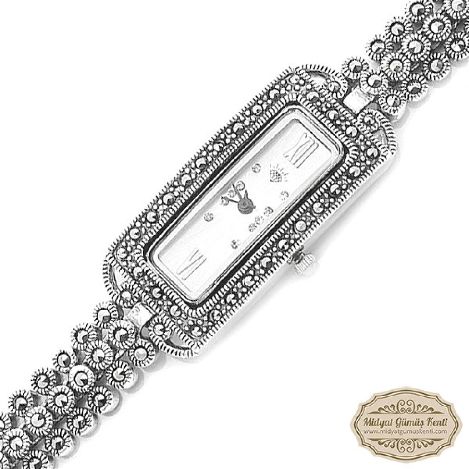 Dikdörtgen Model Bayan Gümüş Kol Saati