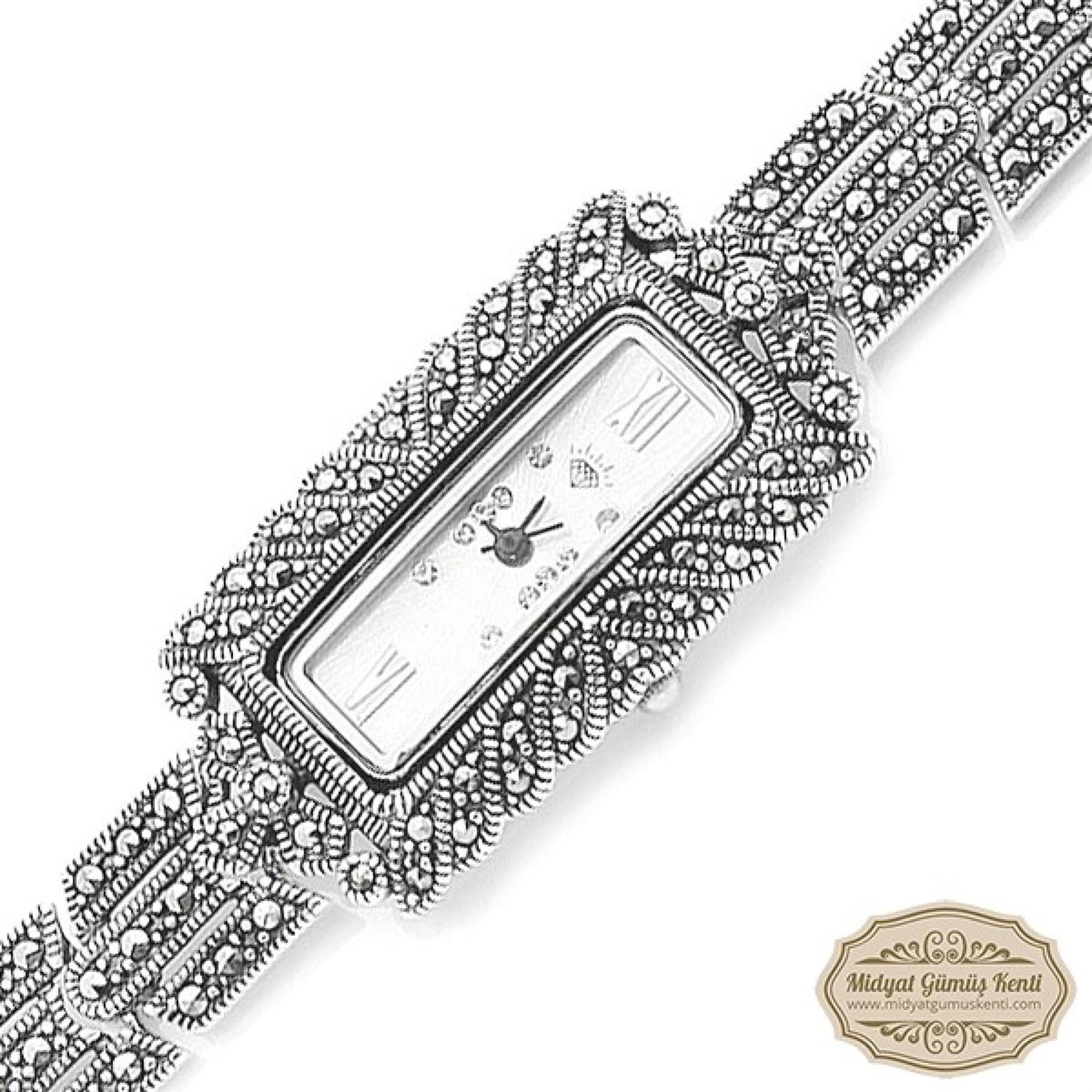 Dikdörtgen Model Bayan Gümüş Kol Saati