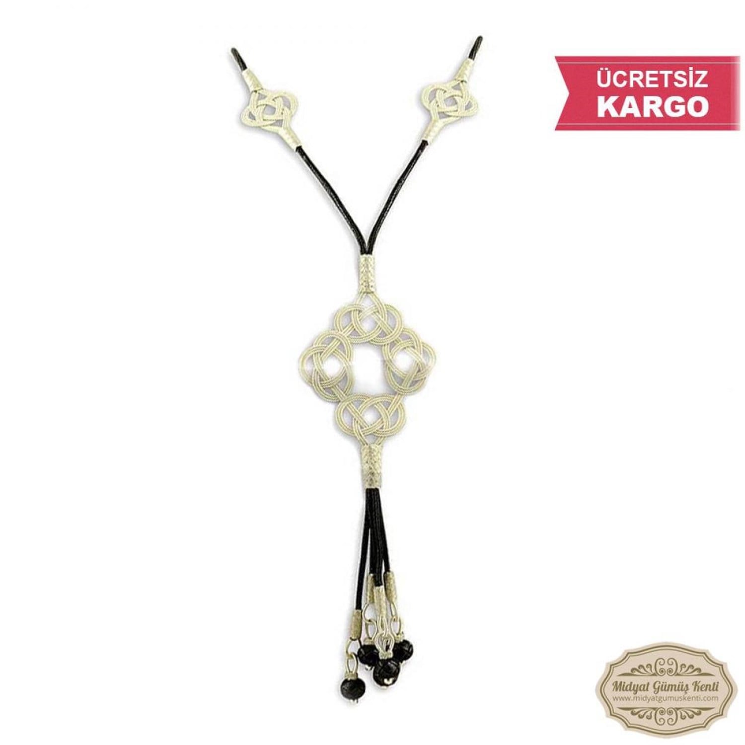 Dört Yonca Model Bayan Gümüş Kazaziye Kolye