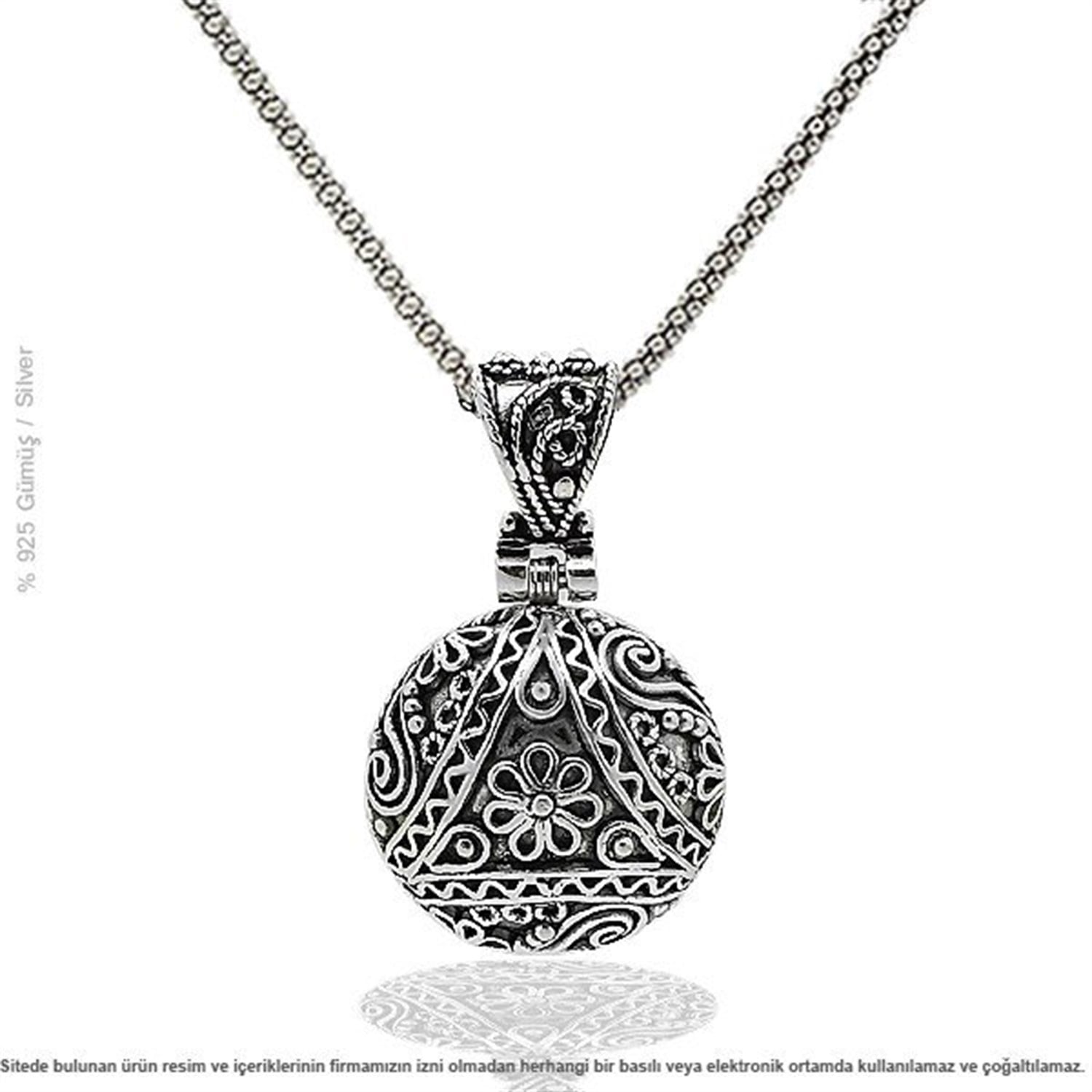 Gümüş El İşi Telkari Bayan Kolye