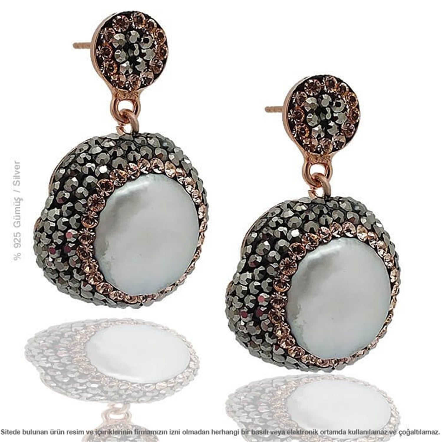 Gümüş Swarovski Taşlı Doğal Ametist Küpe