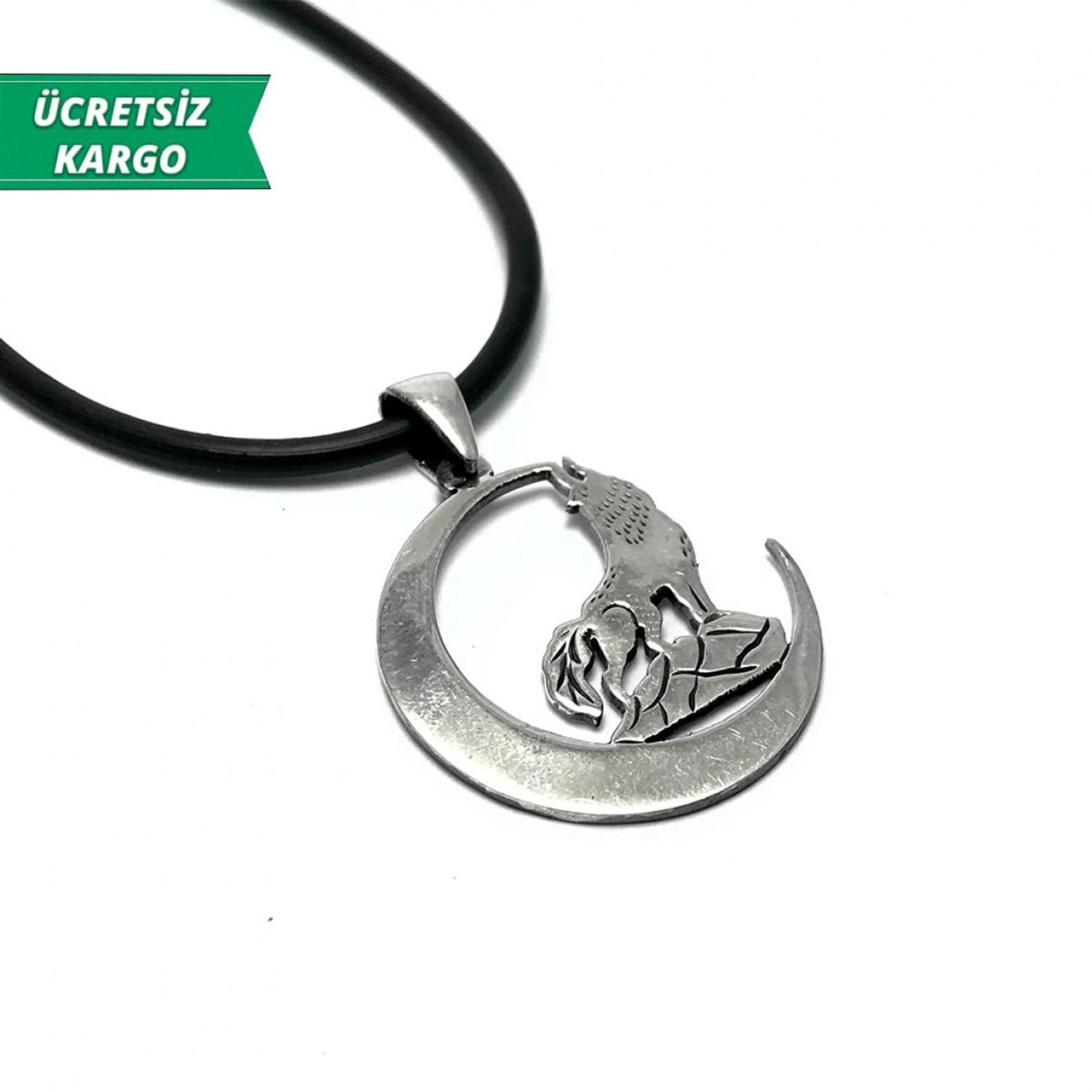 Hilal ve Bozkurt İşlemeli Model Erkek Bayan Gümüş Kolye Ucu 