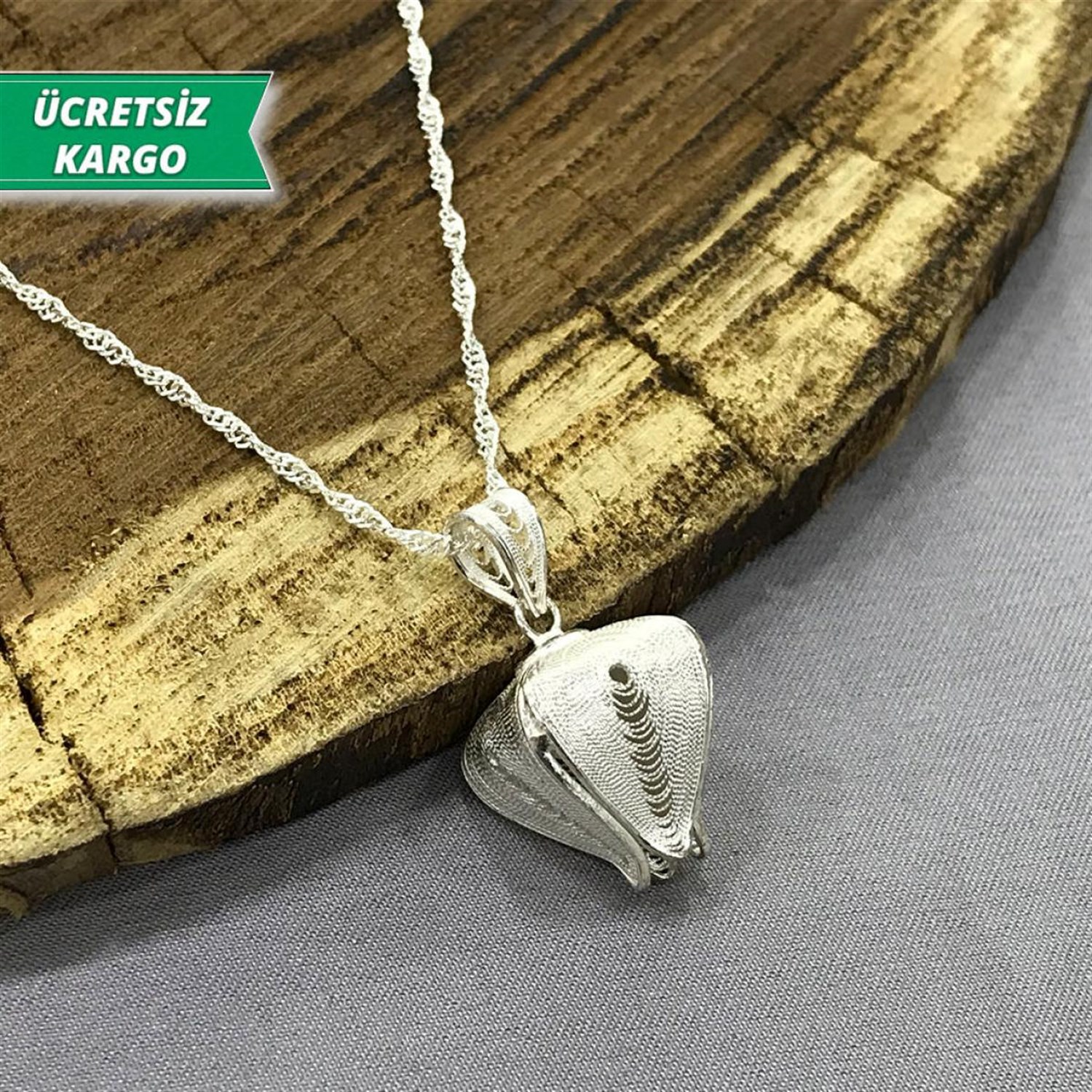 Kapalı Gül Model Midyat Yöresel Telkari Gümüş Kolye Ucu