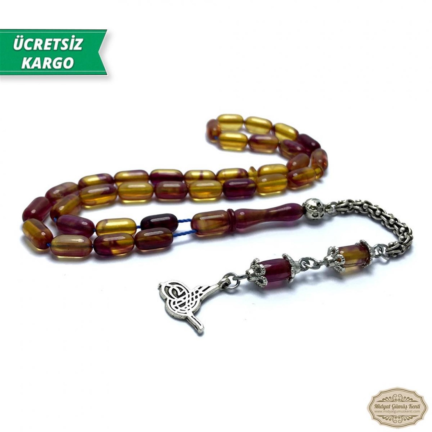 Kapsül Kesim Mor Hareli Sıkma Kehribar Tesbih