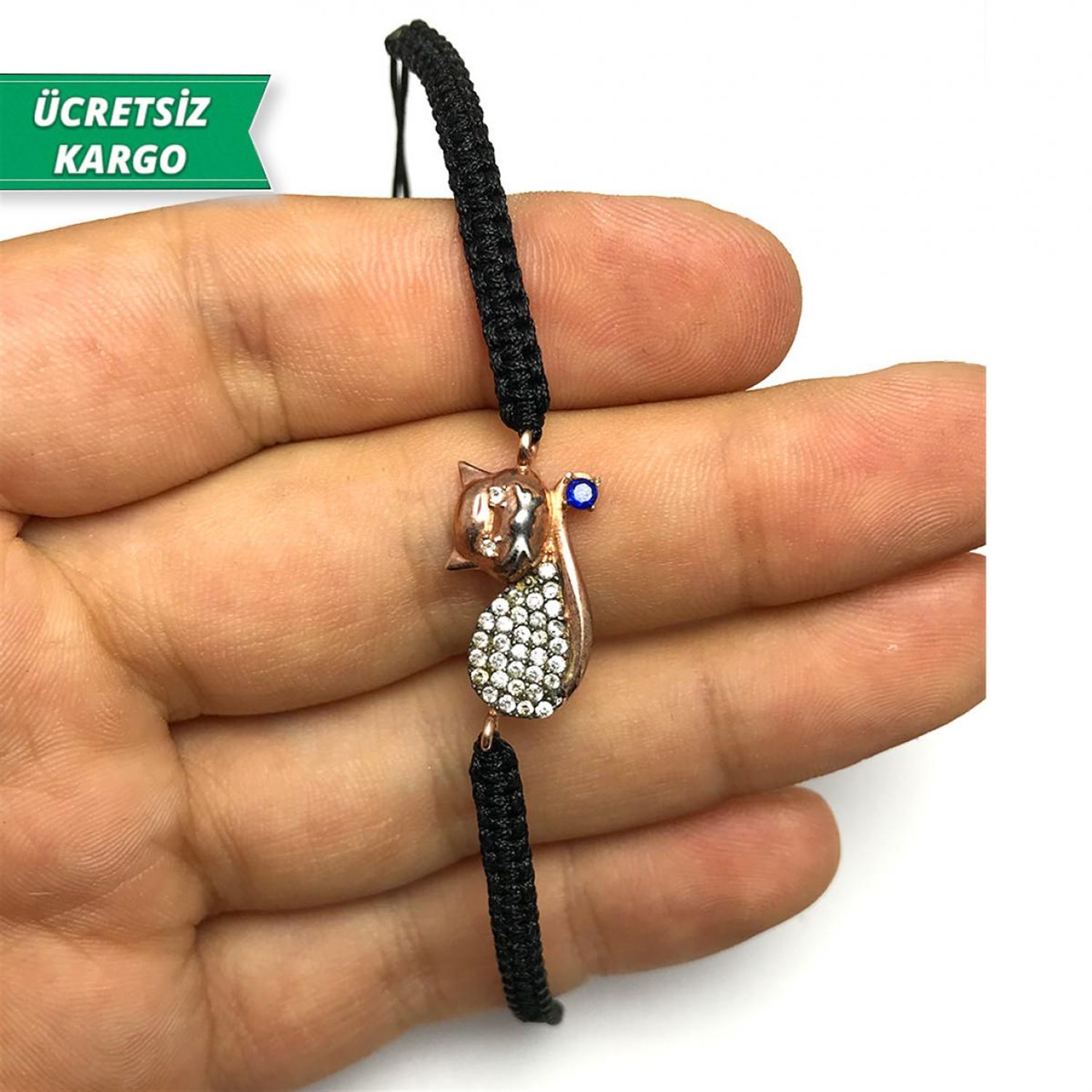 Kedi Model ipli Bayan Gümüş Bileklik