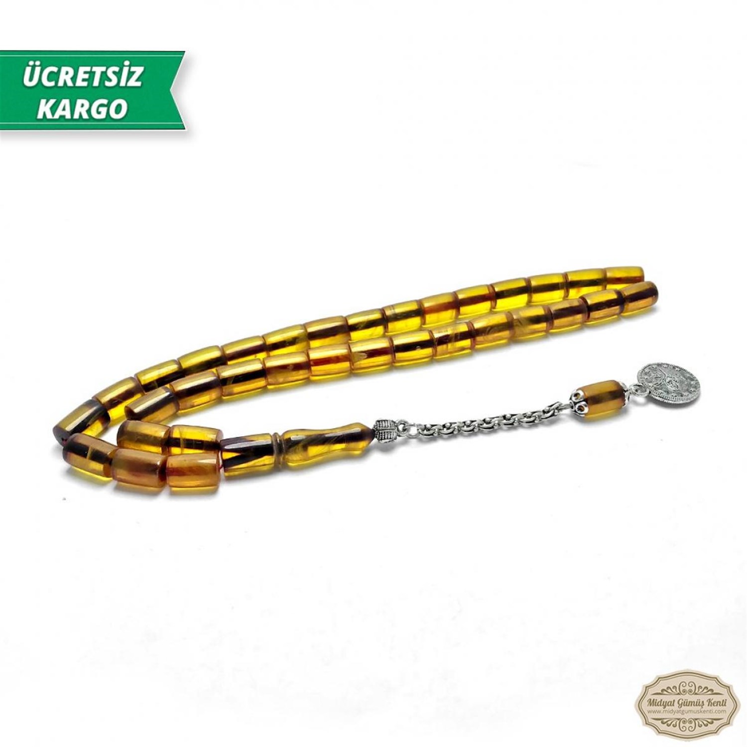 Kesme Kesim Bal Rengi Sıkma Kehribar Tesbih
