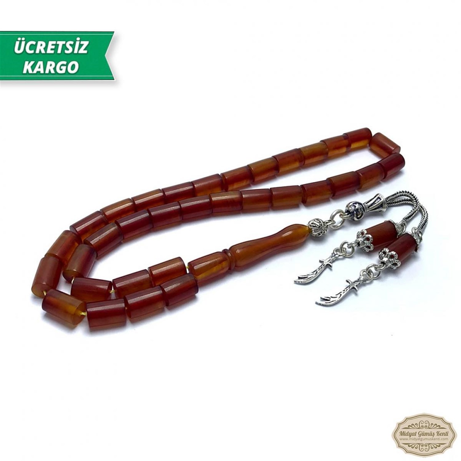 Kesme Kesim Sarı Hareli Sıkma Kehribar Tesbih