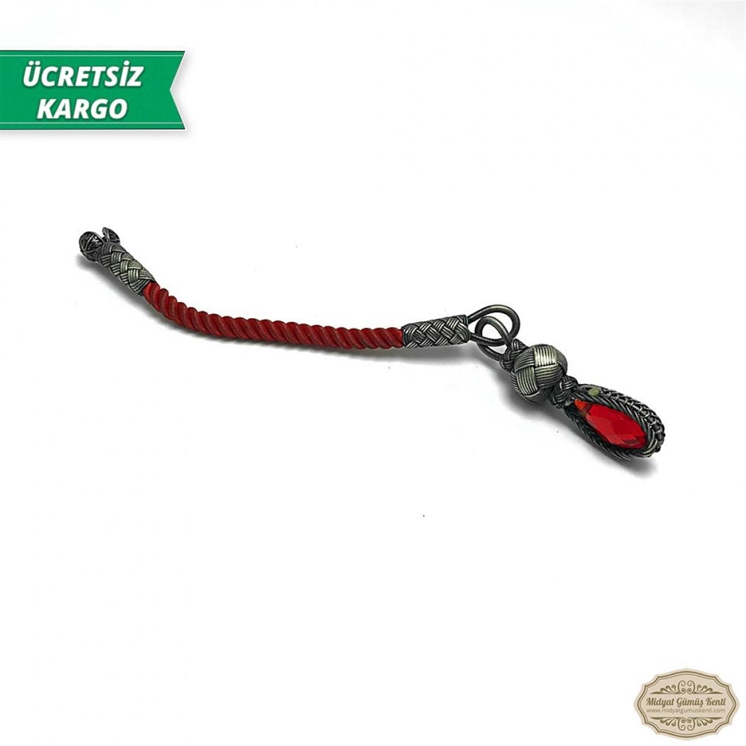 Kök Yakut Taşlı 1000 Ayar Kazaziye Gümüş Tespih Püskülü