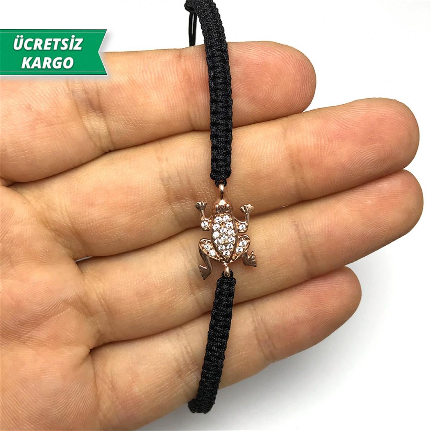 Kurbağa Model Zirkon Taşlı Bayan Gümüş Bileklik
