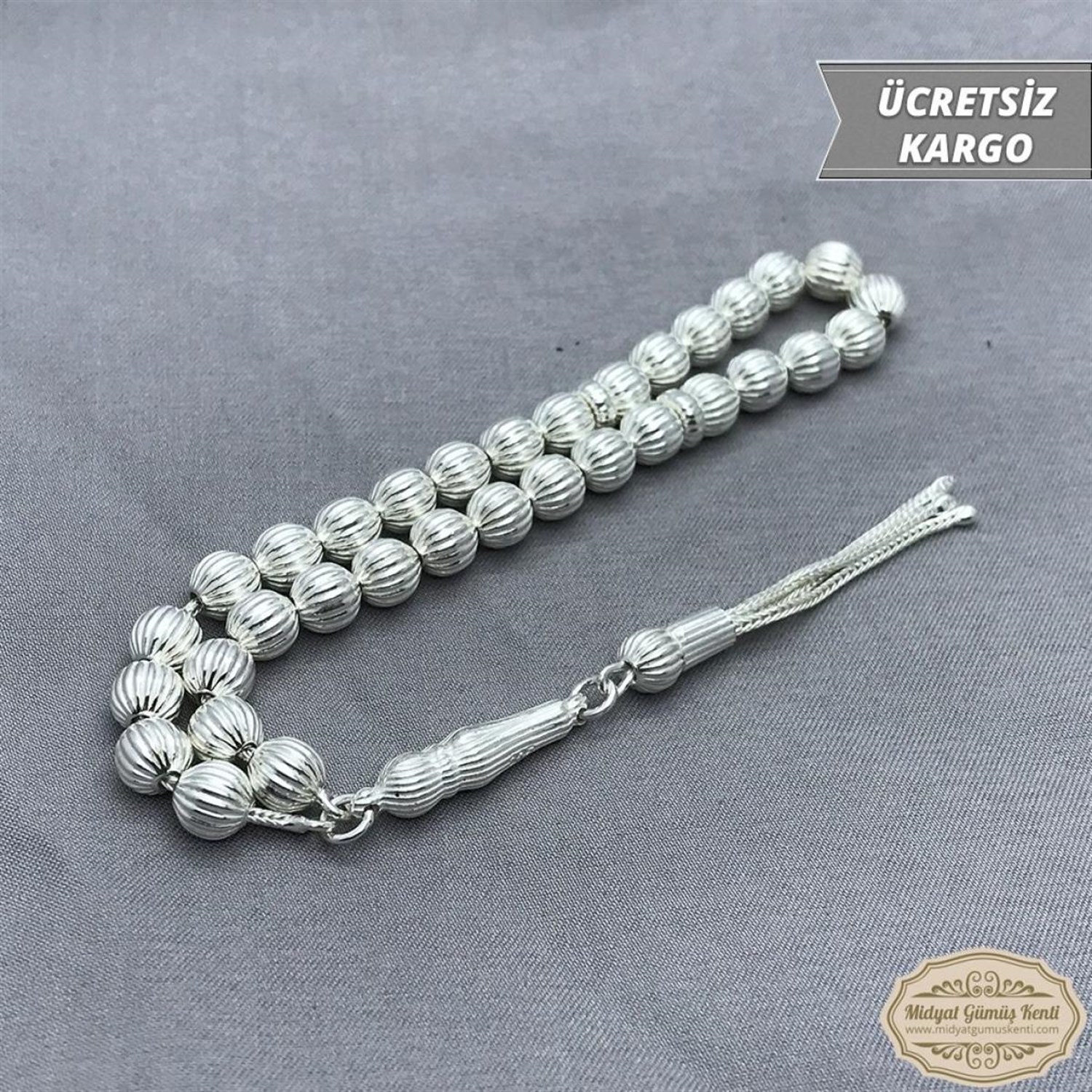 Küre Kesim Model 925 Saf Gümüş Midyat Gümüş Tesbih