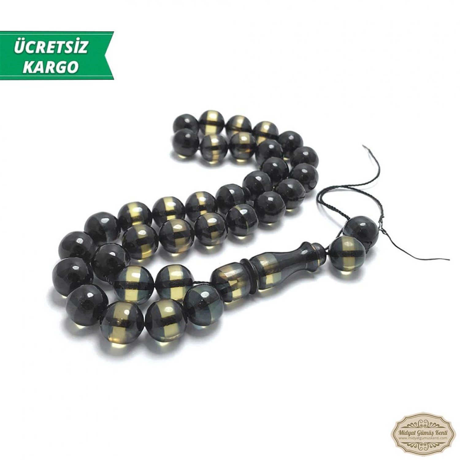 Küre Kesim Sürmeli Sıkma Kehribar Tesbih