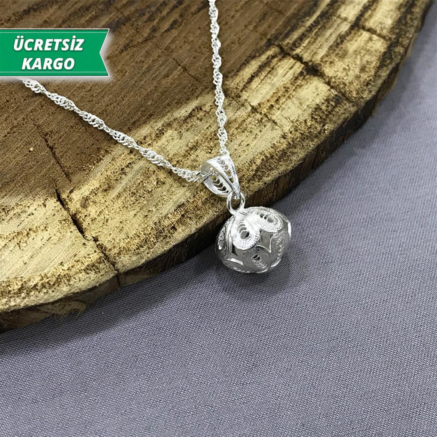 Küre Model Midyat Yöresel Telkari Gümüş Kolye Ucu