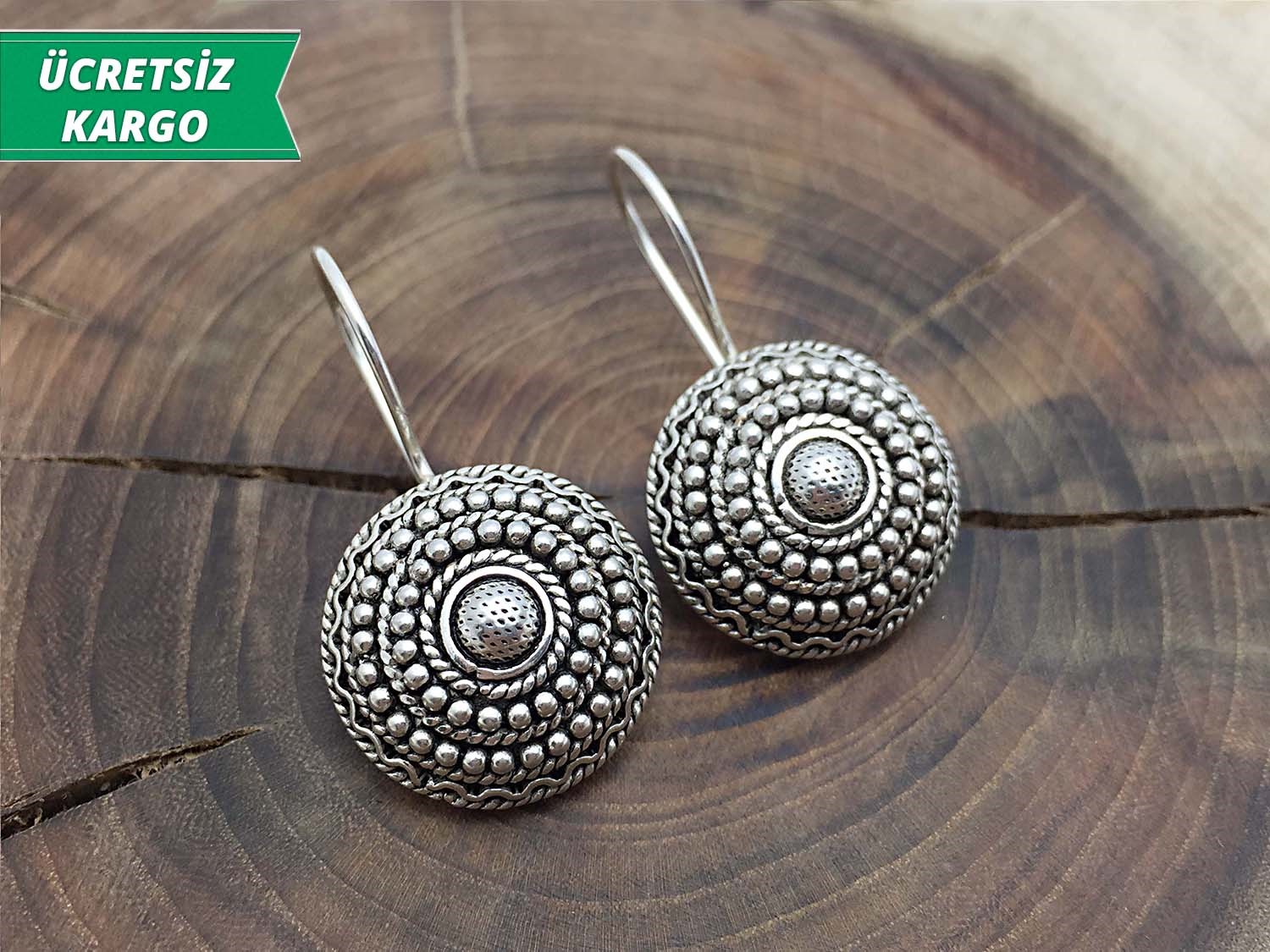 Mardin Hasır İşleme Model 925 Ayar Gümüş Bayan Otantik Küpe