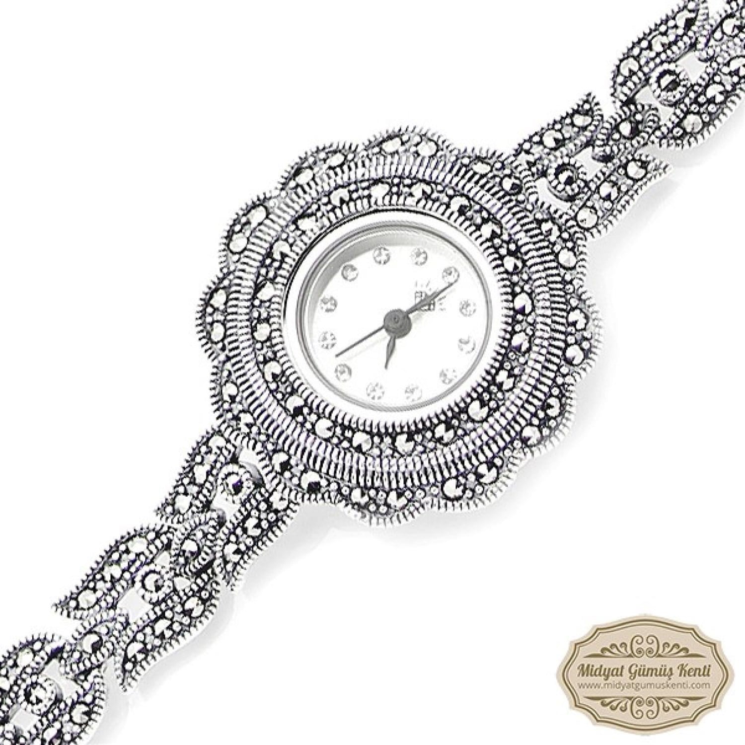 Markazit Taşlı Bayan Gümüş Kol Saati