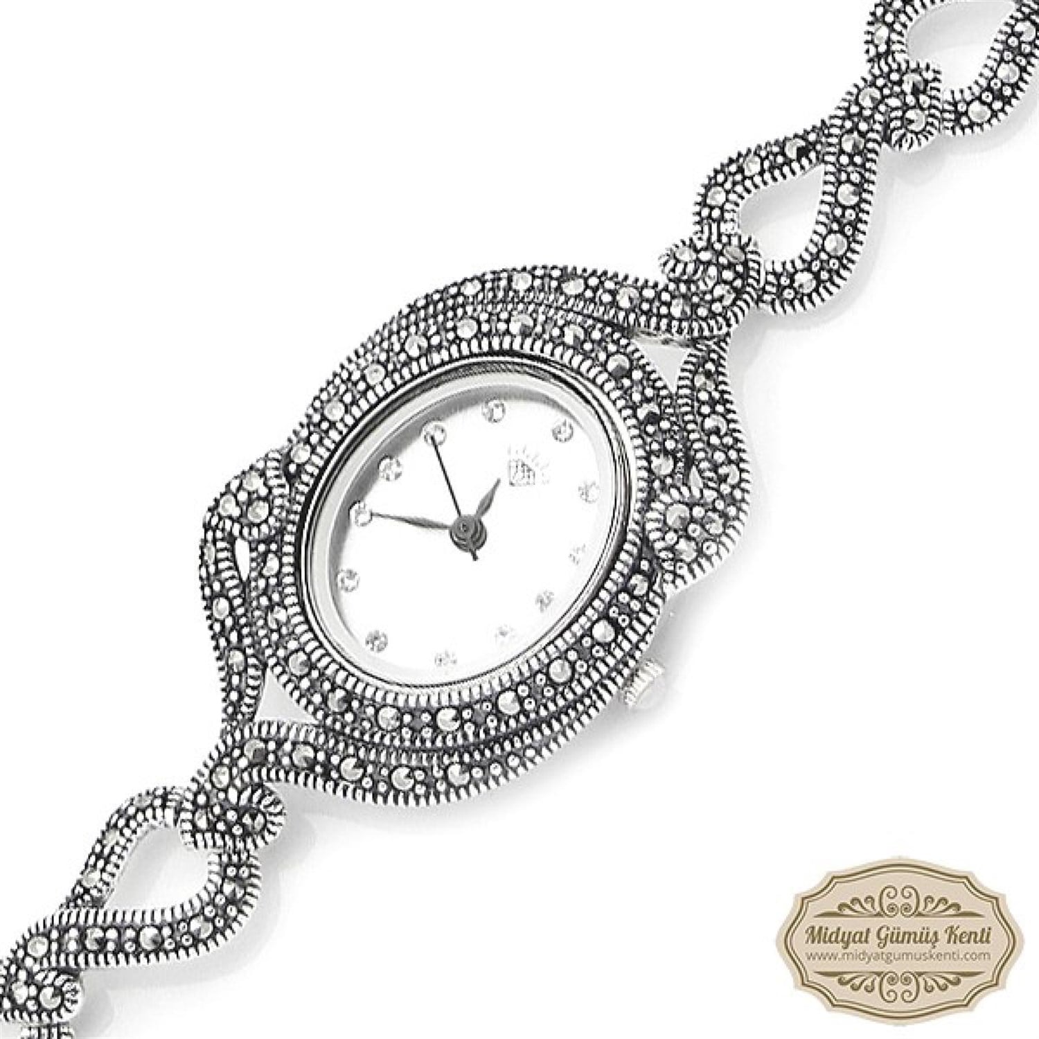Markazit Taşlı Bayan Gümüş Kol Saati