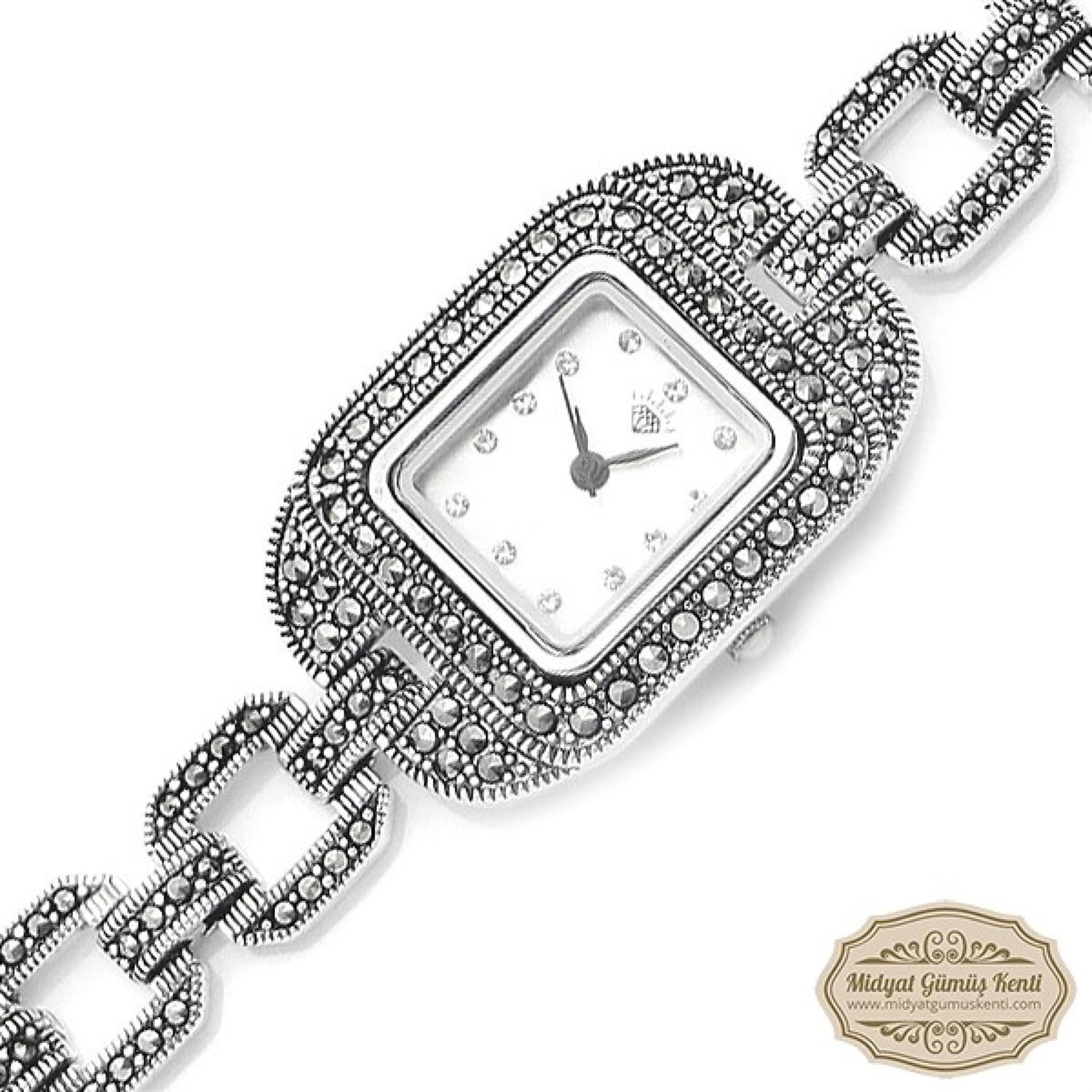 Markazit Taşlı Bayan Gümüş Kol Saati