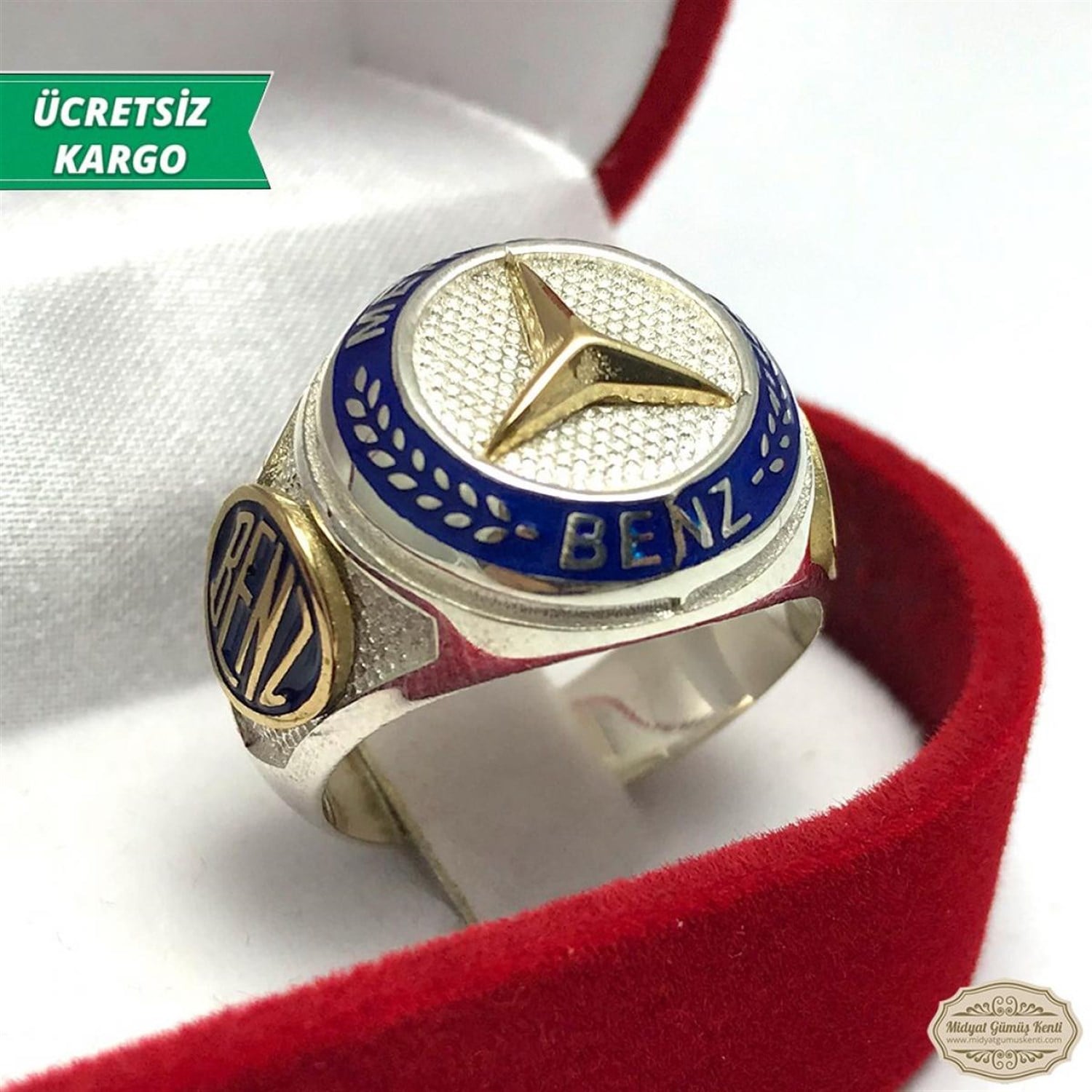 Mercedes Amblemli Erkek Gümüş Yüzük