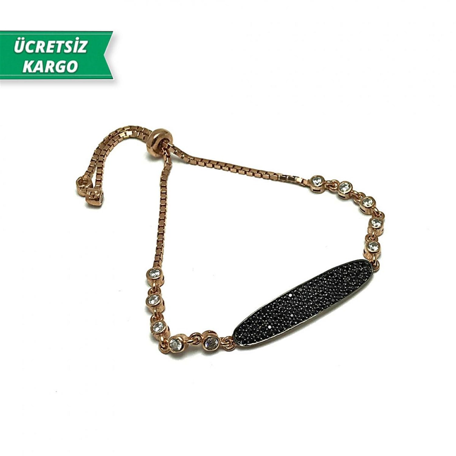 Mikro Taşlı Rose Kaplamalı Bayan Gümüş Bileklik